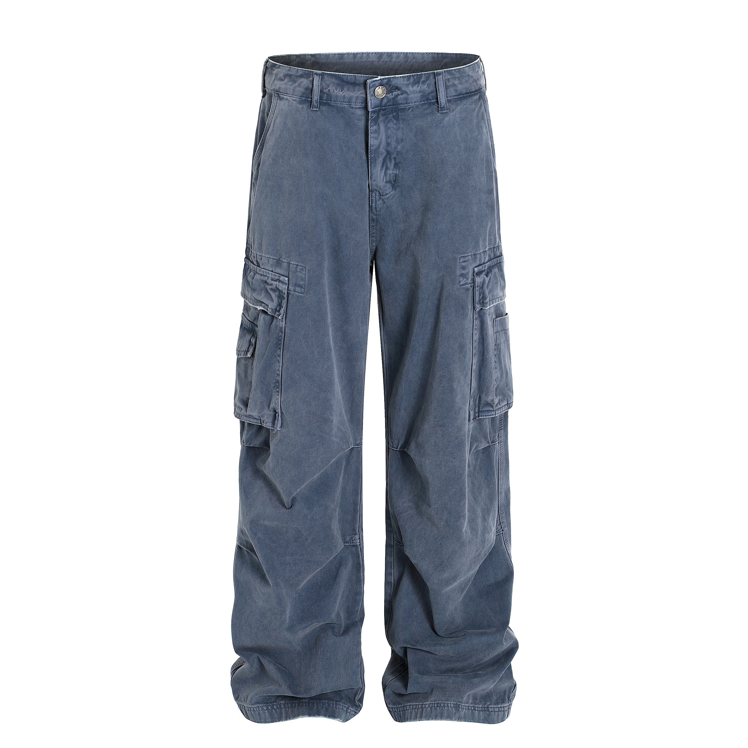 Washed Blue Wide-Leg Cargo Pants | Vintage Streetwear
