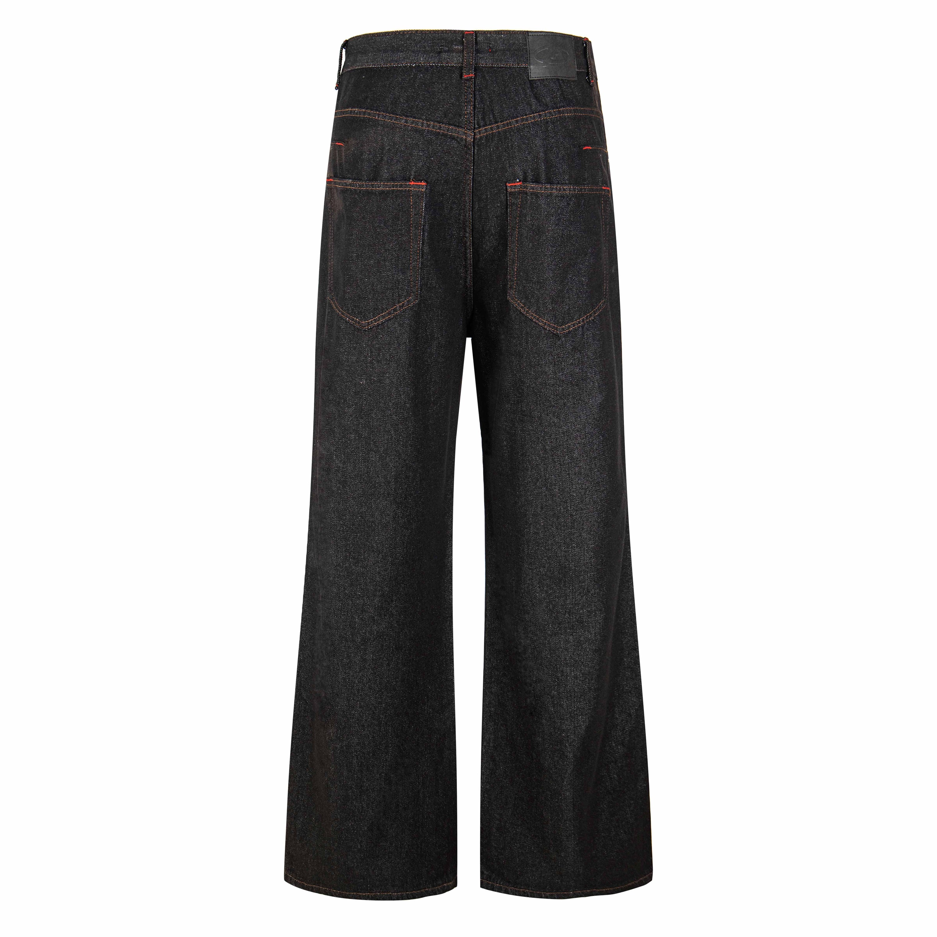Omirad Hook Closure Wide-Leg Denim Pants | Dark Wash