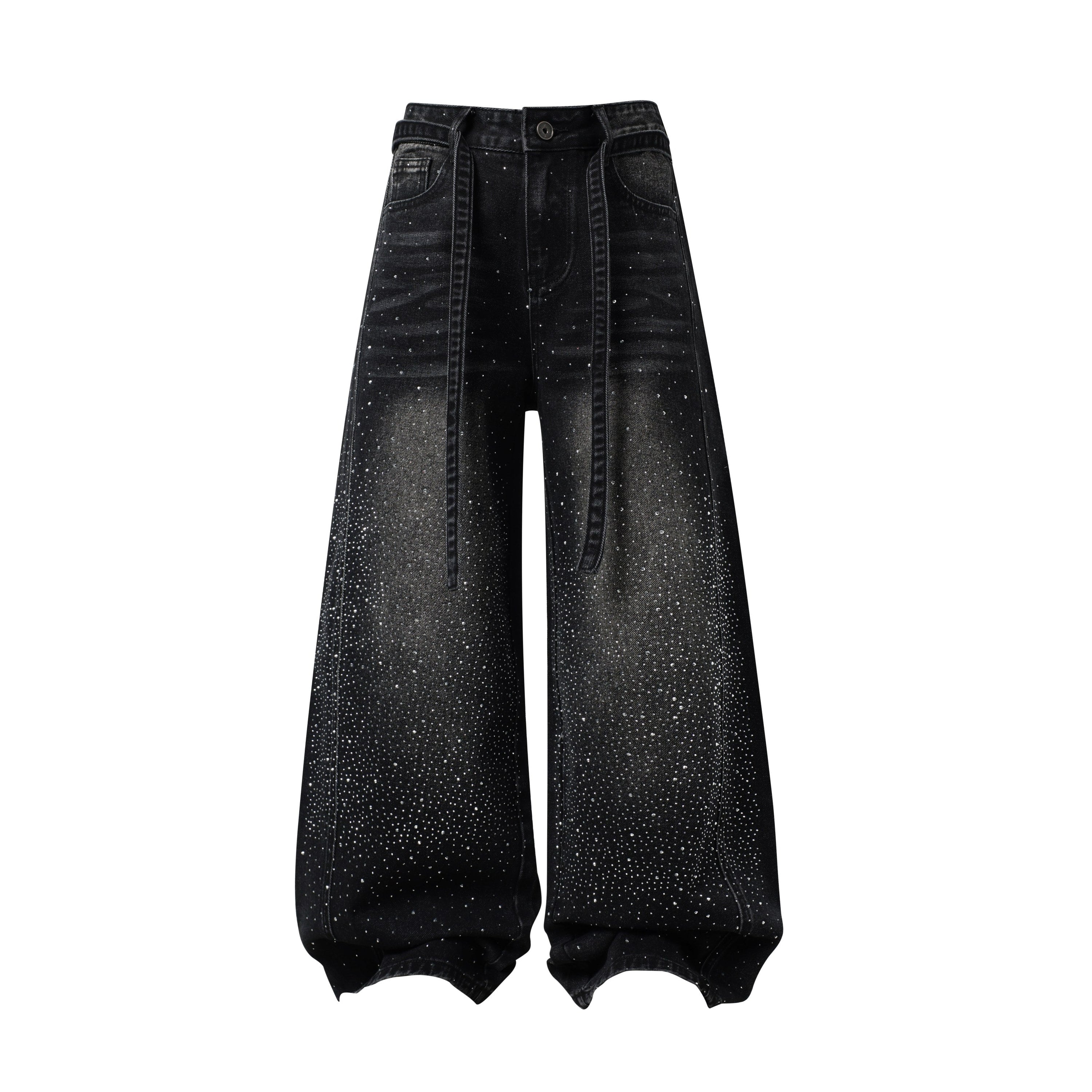 Omirad Starlight Dust Wide-Leg Baggy Jeans | Rhinestone Denim