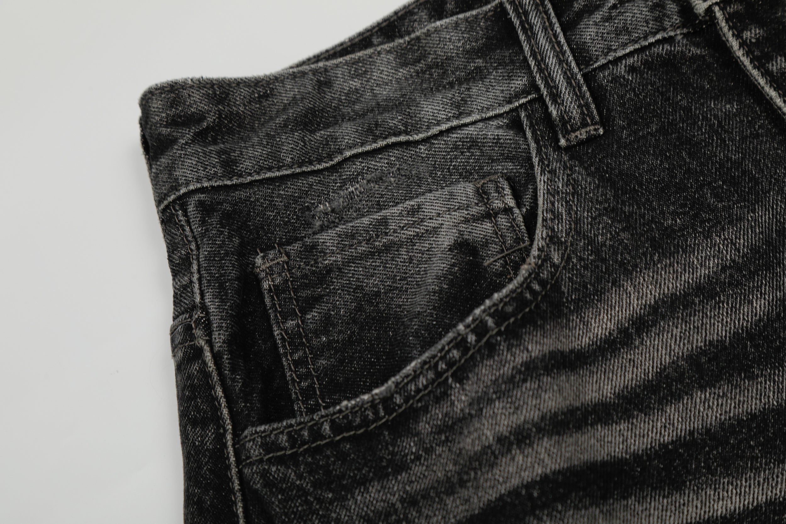 Omirad Washed Distressed Wide-Leg Denim Pants | Heavyweight Cotton