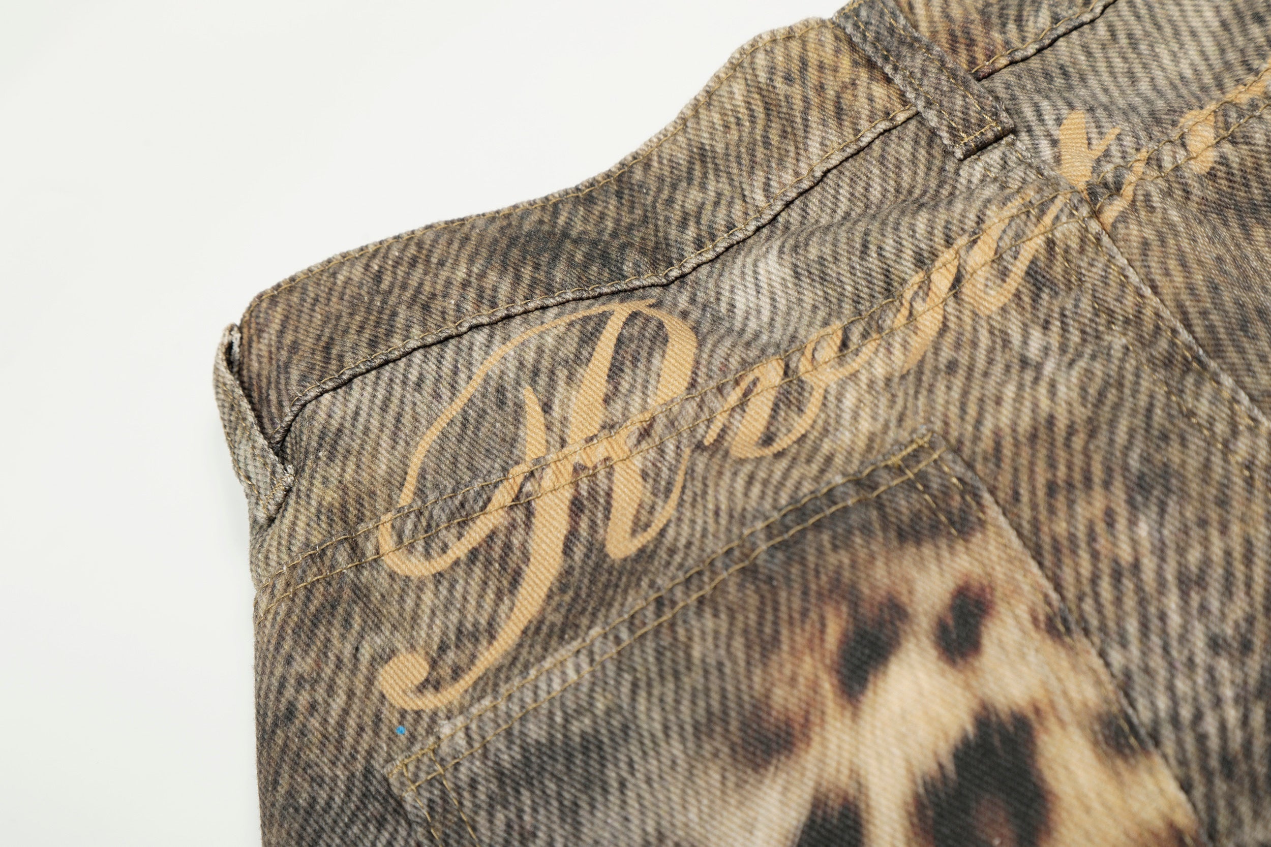 Leopard Wash Wide-Leg Jeans | Vintage Streetwear Denim