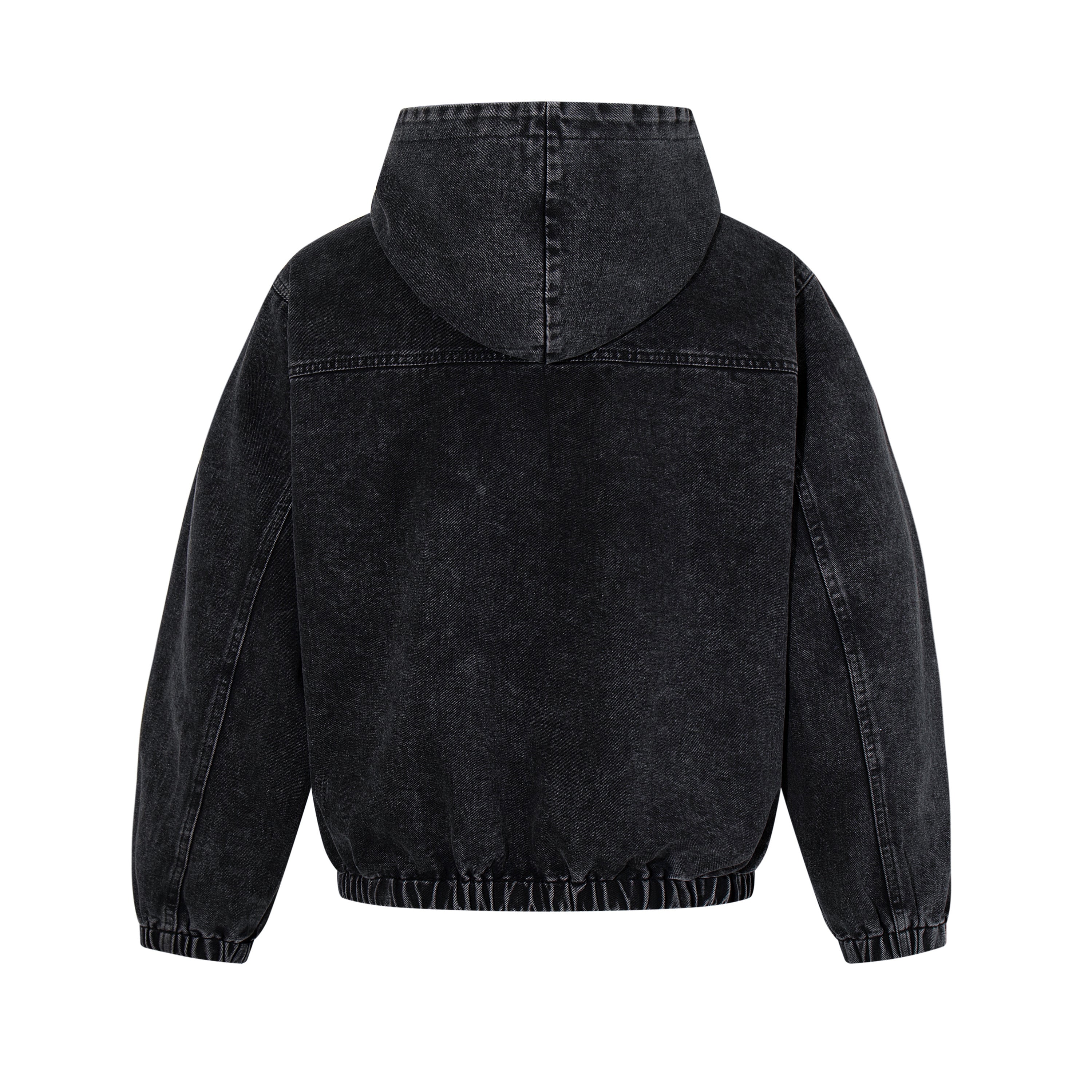 Washed Denim Hoodie with Metal Toggle Front | Omirad