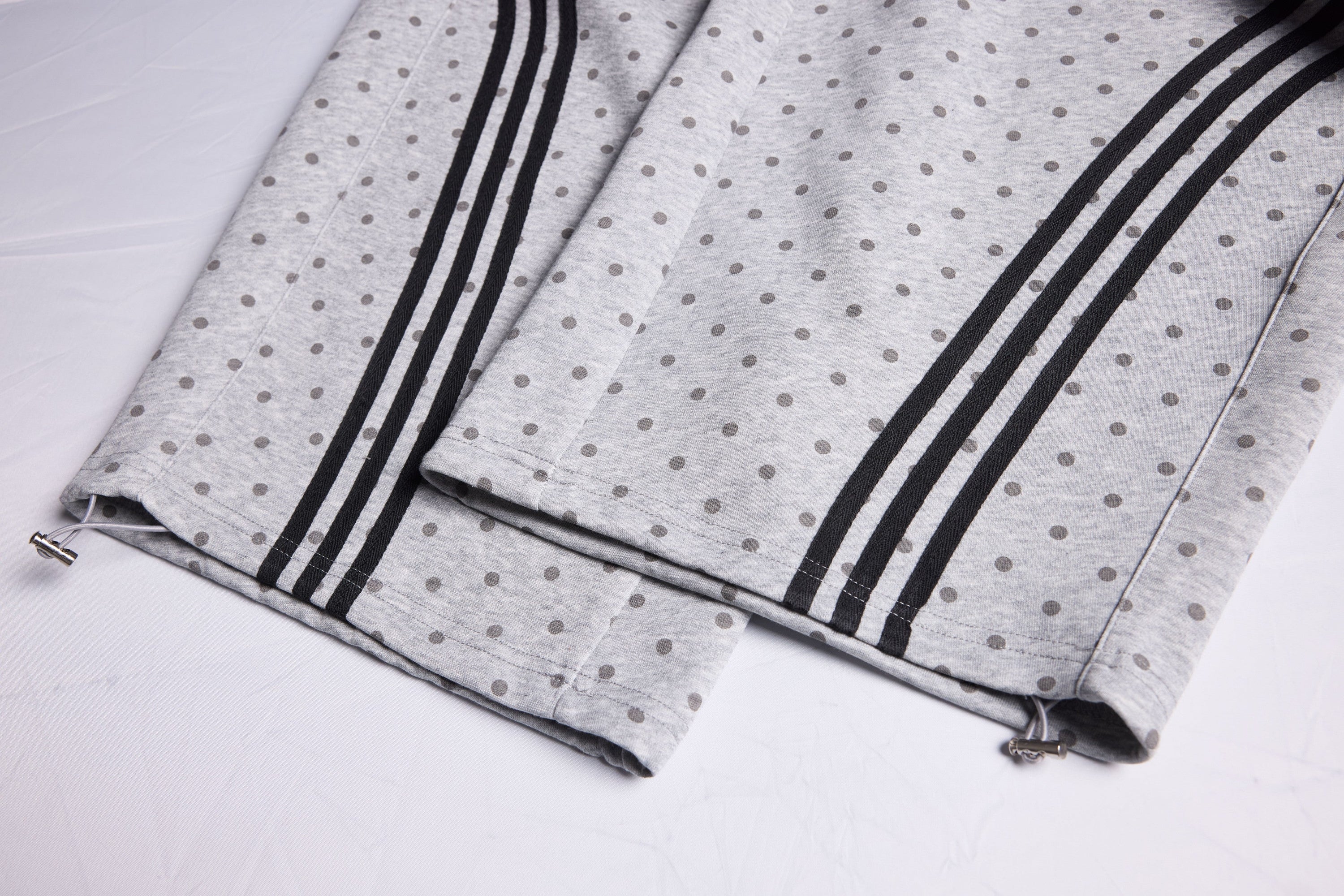 Polka Dot Wide-Leg Sweatpants with Stripe Detail | Omirad