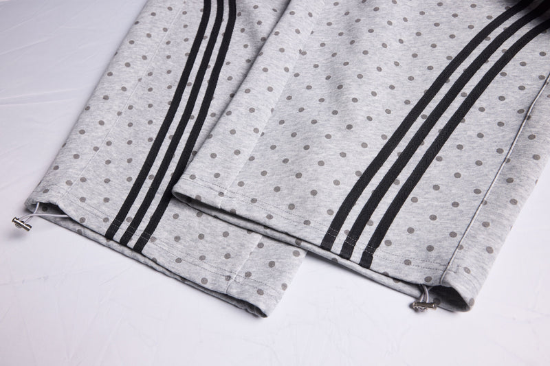Polka Dot Wide-Leg Sweatpants with Stripe Detail | Omirad