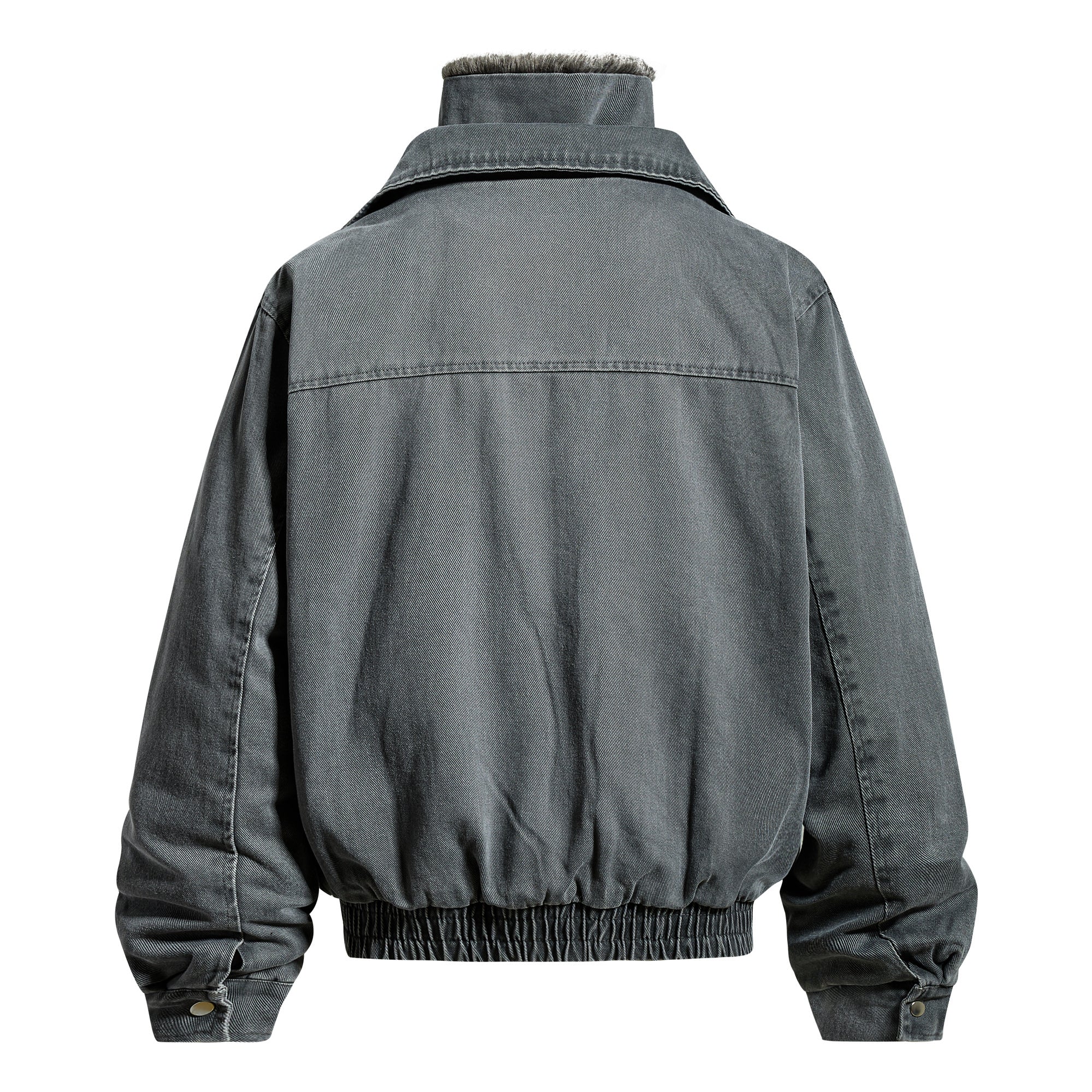 Omirad Layered Utility Bomber Jacket with Faux Fur Collar