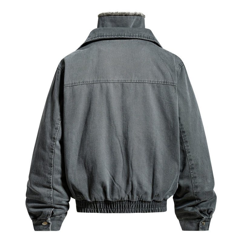 Omirad Layered Utility Bomber Jacket with Faux Fur Collar
