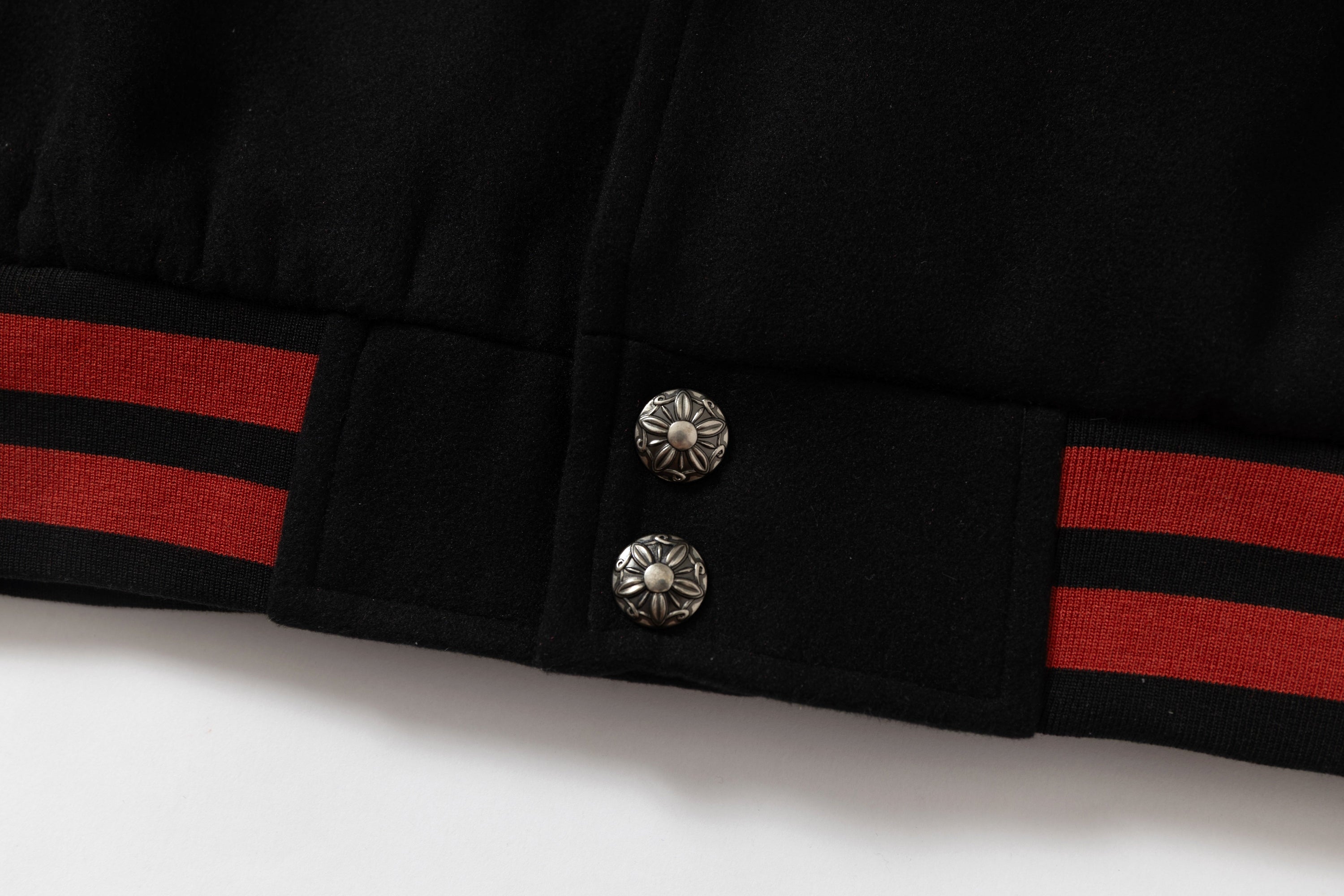 Retro Punk Varsity Jacket | Black & Red Graphic Bomber