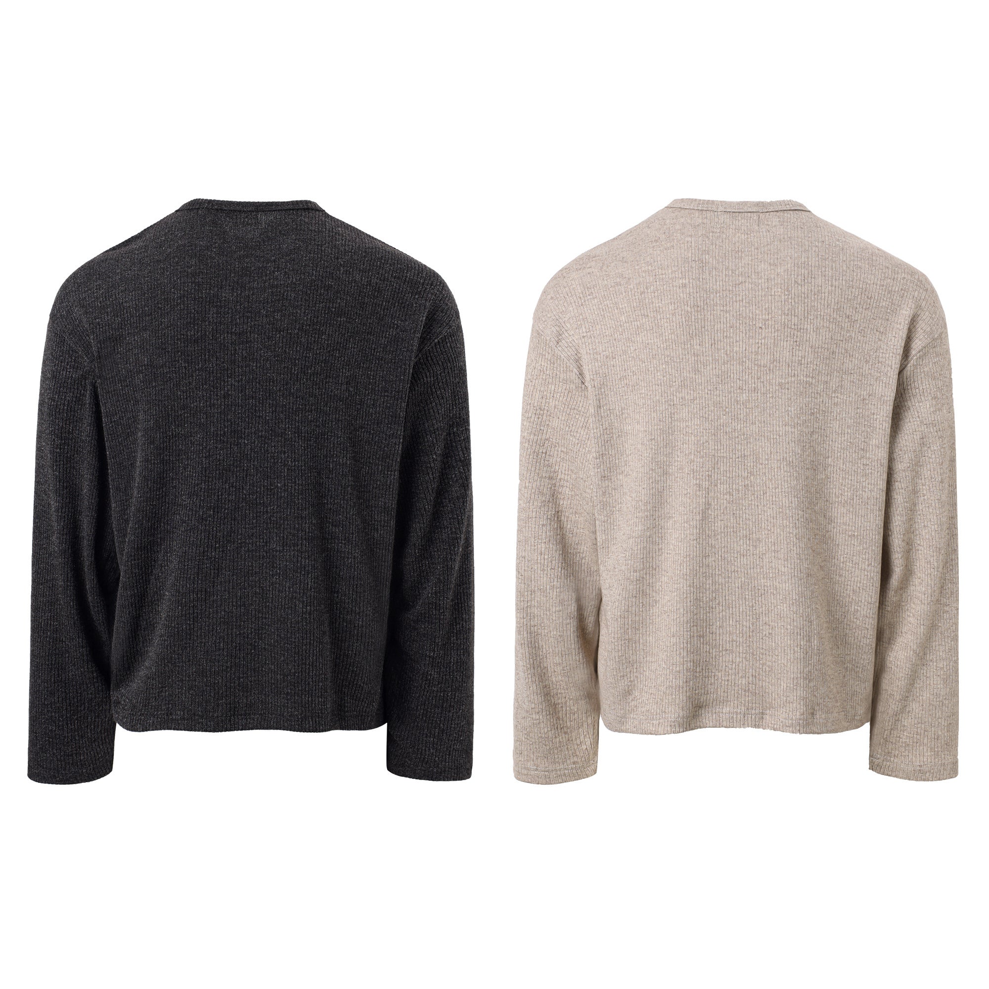 Omirad Ribbed Texture Long-Sleeve Tee | Relaxed Crew Neck