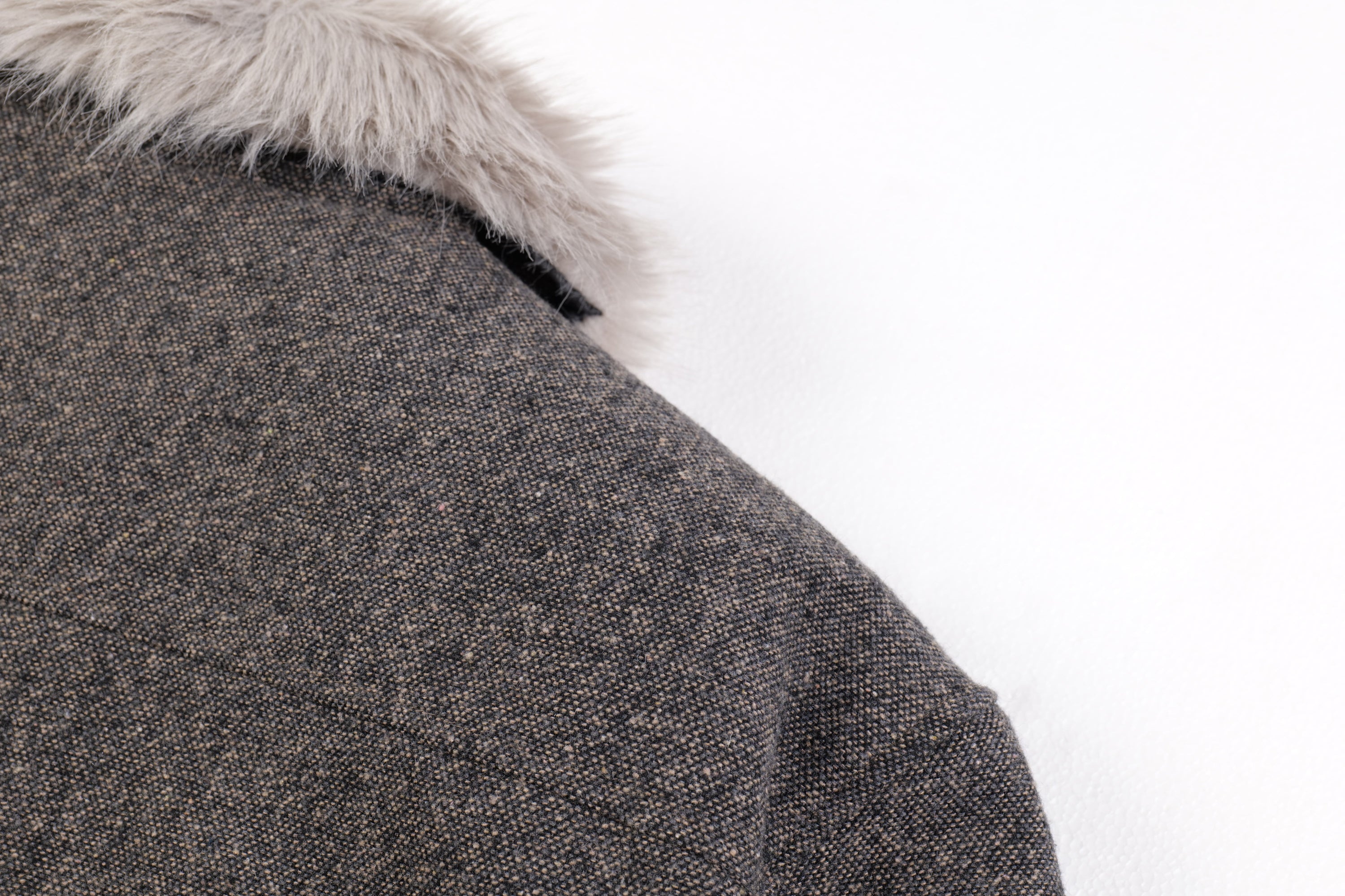 Faux-Fur Collar Wool-Texture Bomber Jacket | Omirad
