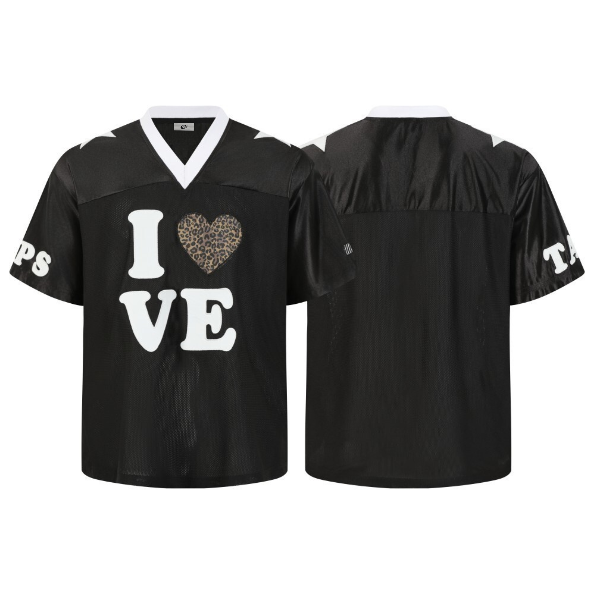 Leopard Heart Varsity Mesh Jersey | I Love Graphic Football Tee