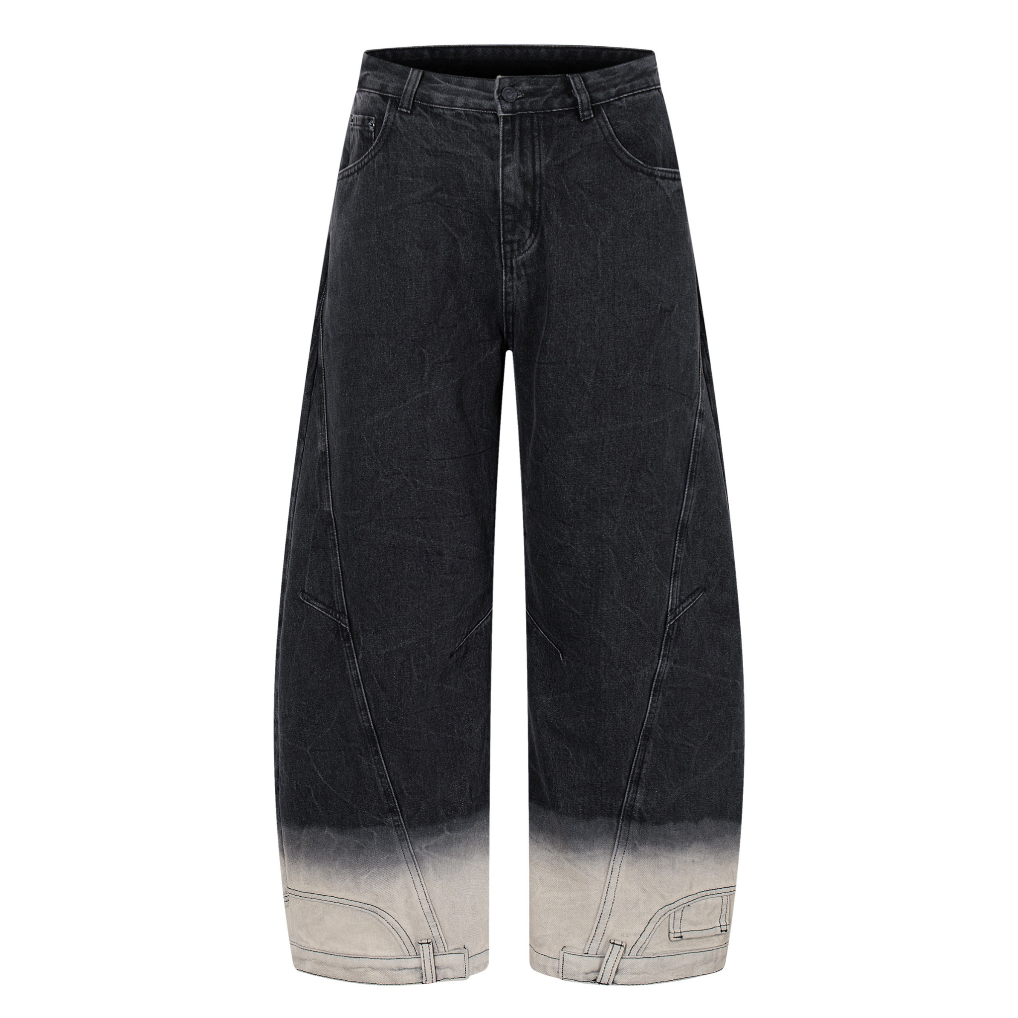 Gradient Washed Wide-Leg Denim Jeans | Curved Panel