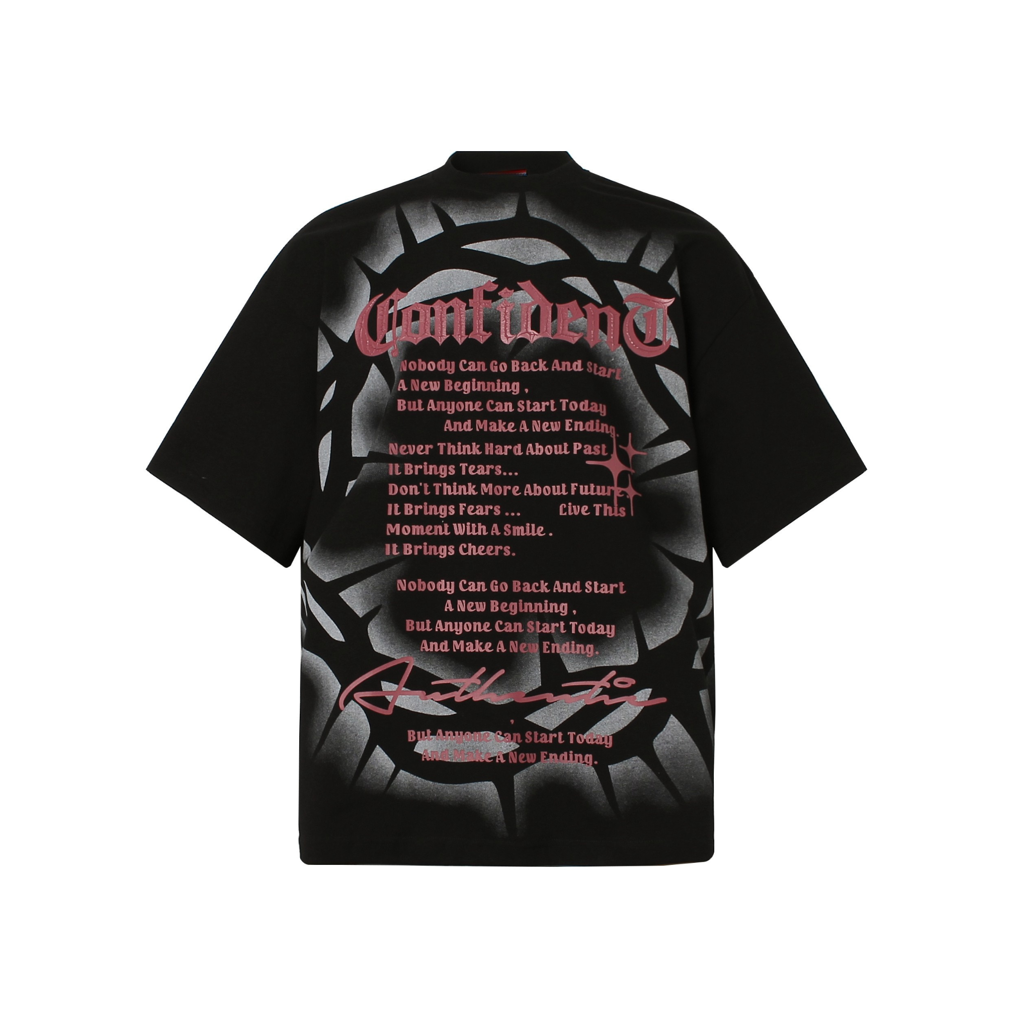 Gothic Airbrush Crown of Thorns Typography T-Shirt