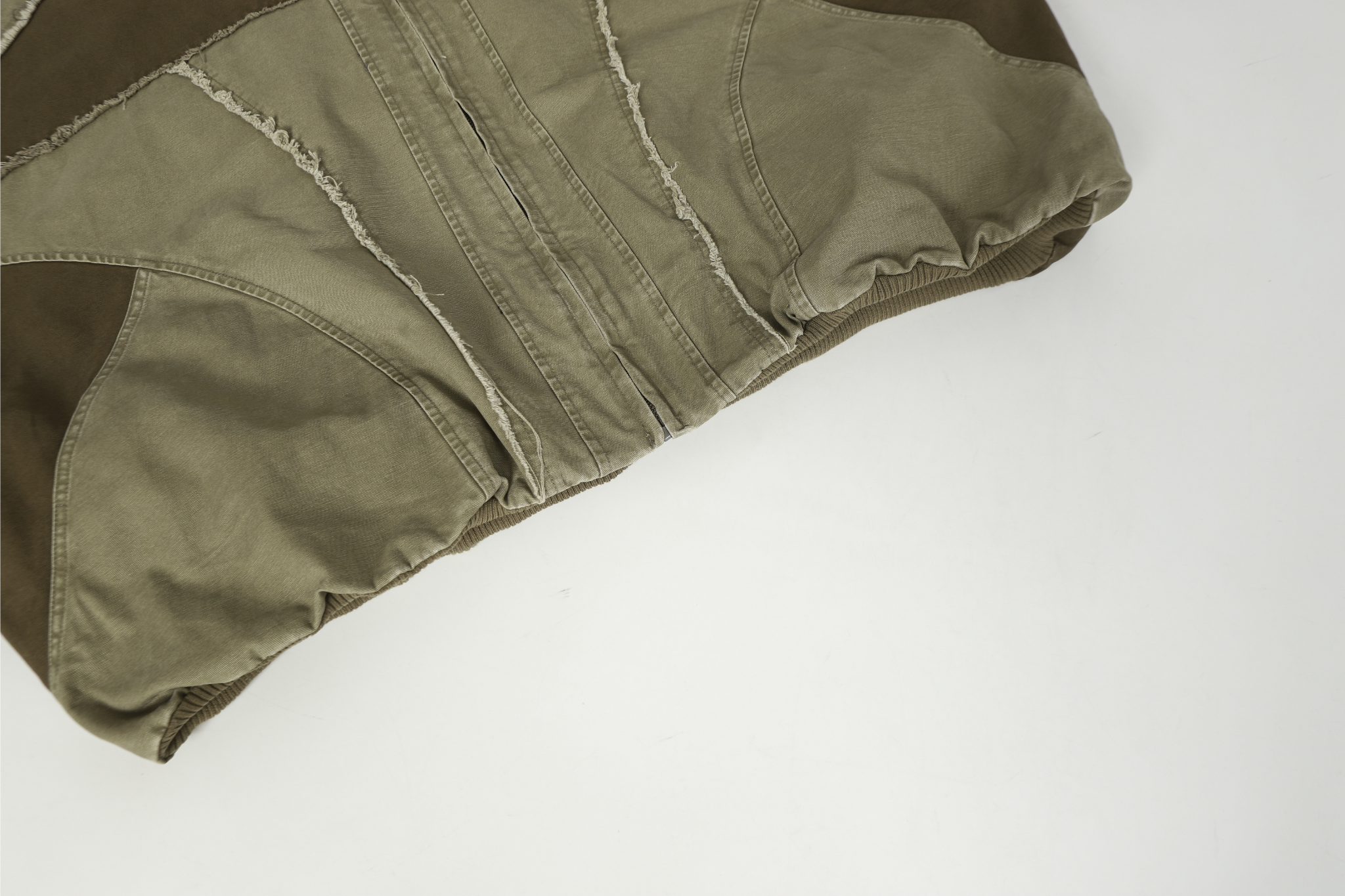 Multi-Panel Distressed Hooded Jacket | Raw-Edge Streetwear