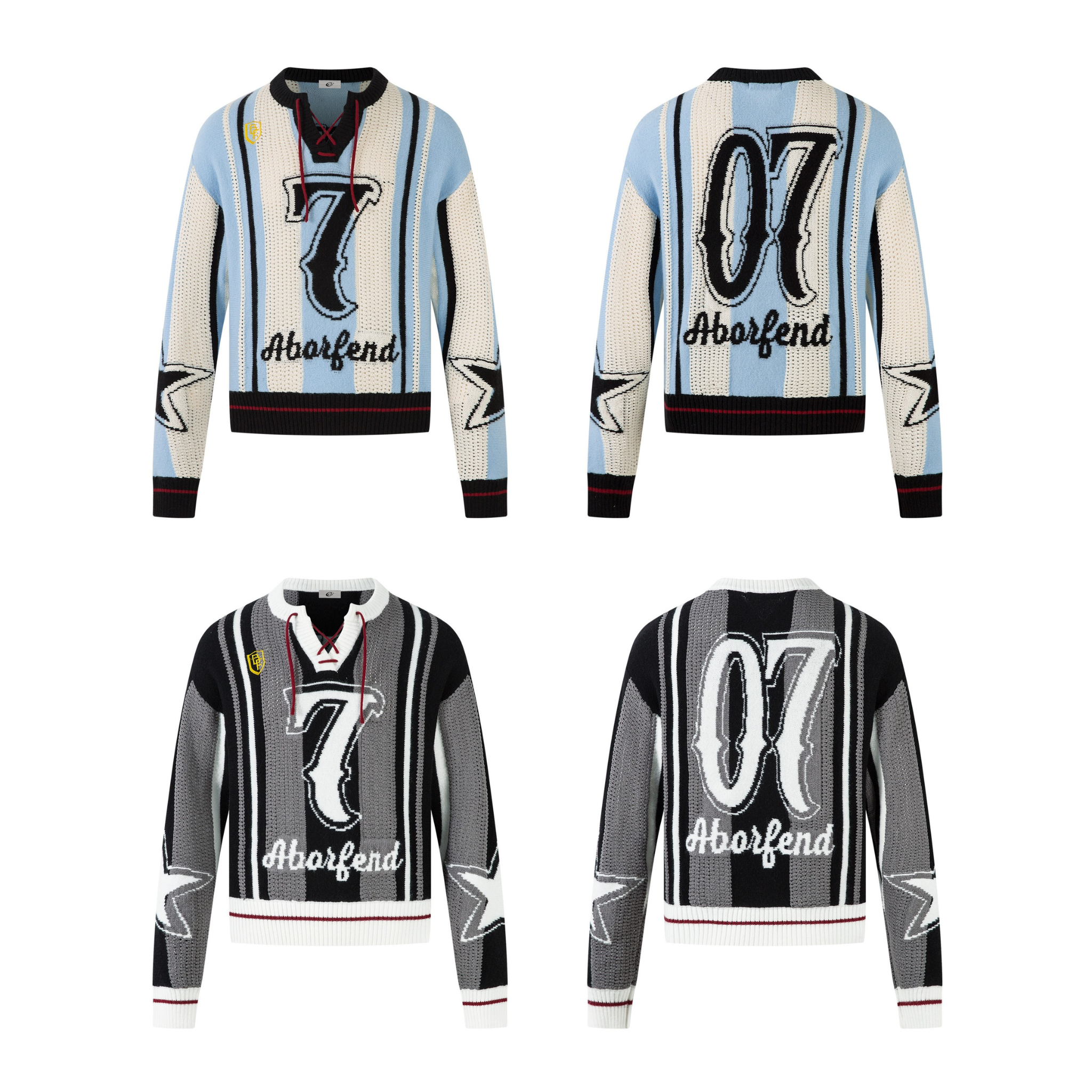 Varsity Stripe Knit Sweater | Retro Number Graphic Pullover