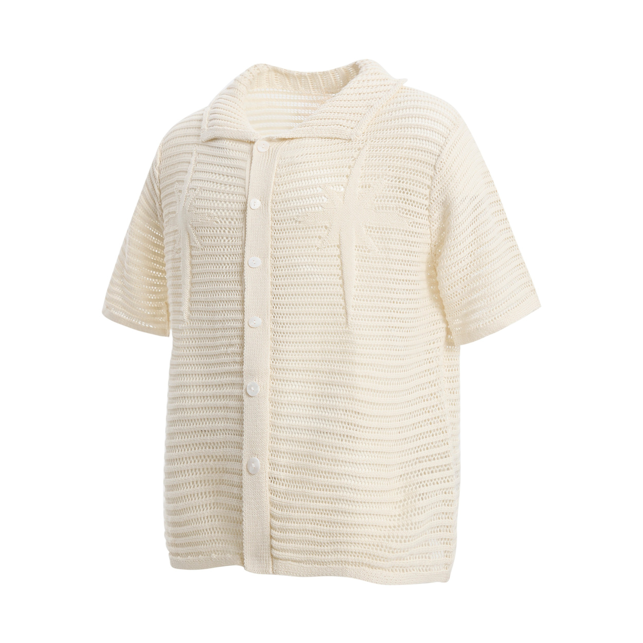 Omirad Open-Knit Star Shirt | Short-Sleeve Button-Up