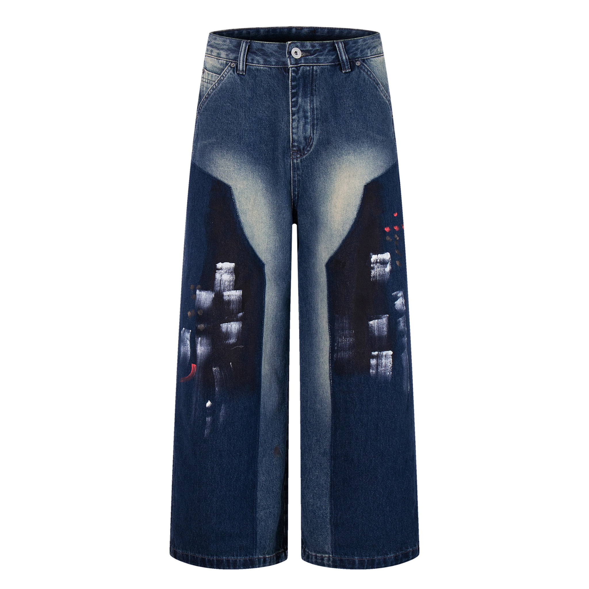 Omirad Brushstroke Fade Wide-Leg Jeans | Artistic Streetwear