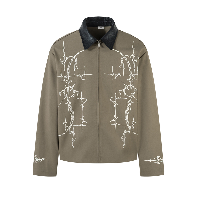 Omirad Barbed Graphic Jacket with Faux-Leather Collar