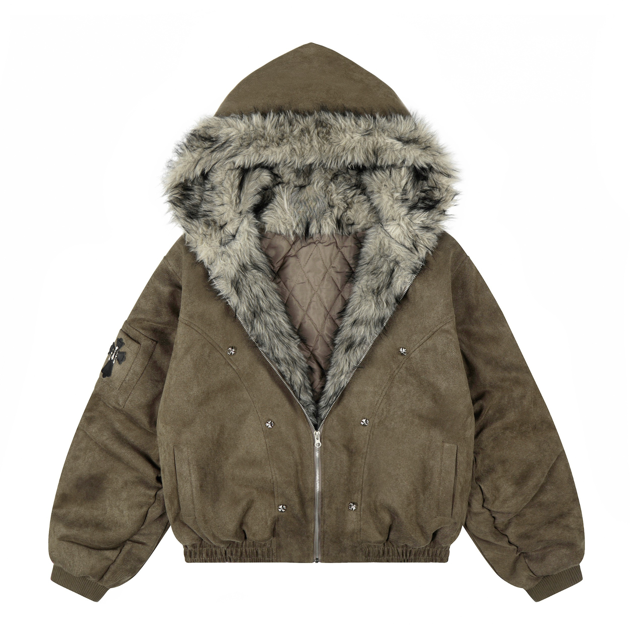 Omirad Faux-Fur Lined Suede Bomber Jacket | Oversized Streetwear