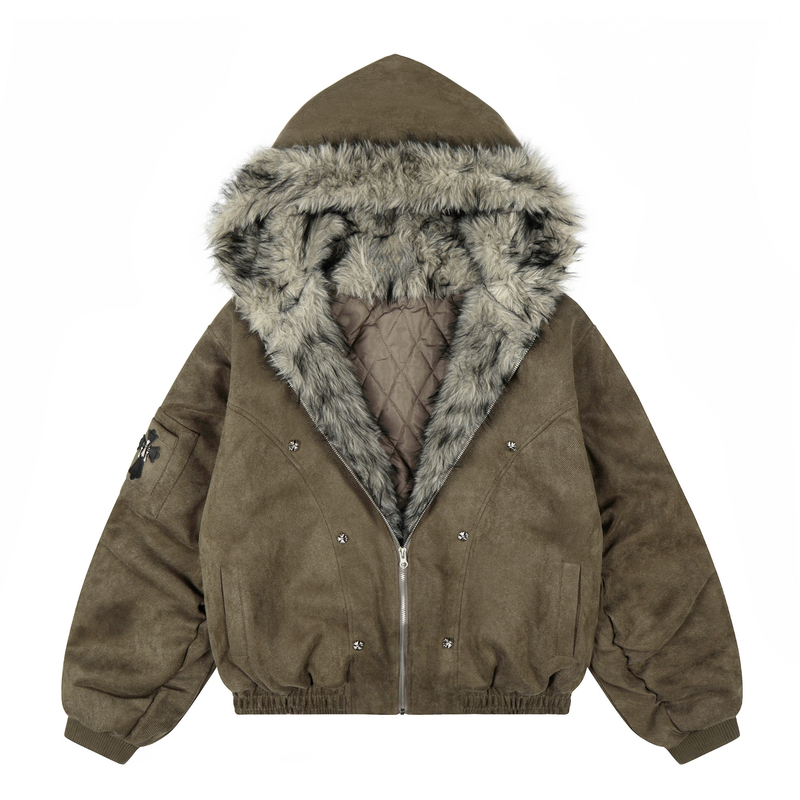 Omirad Faux-Fur Lined Suede Bomber Jacket | Oversized Streetwear
