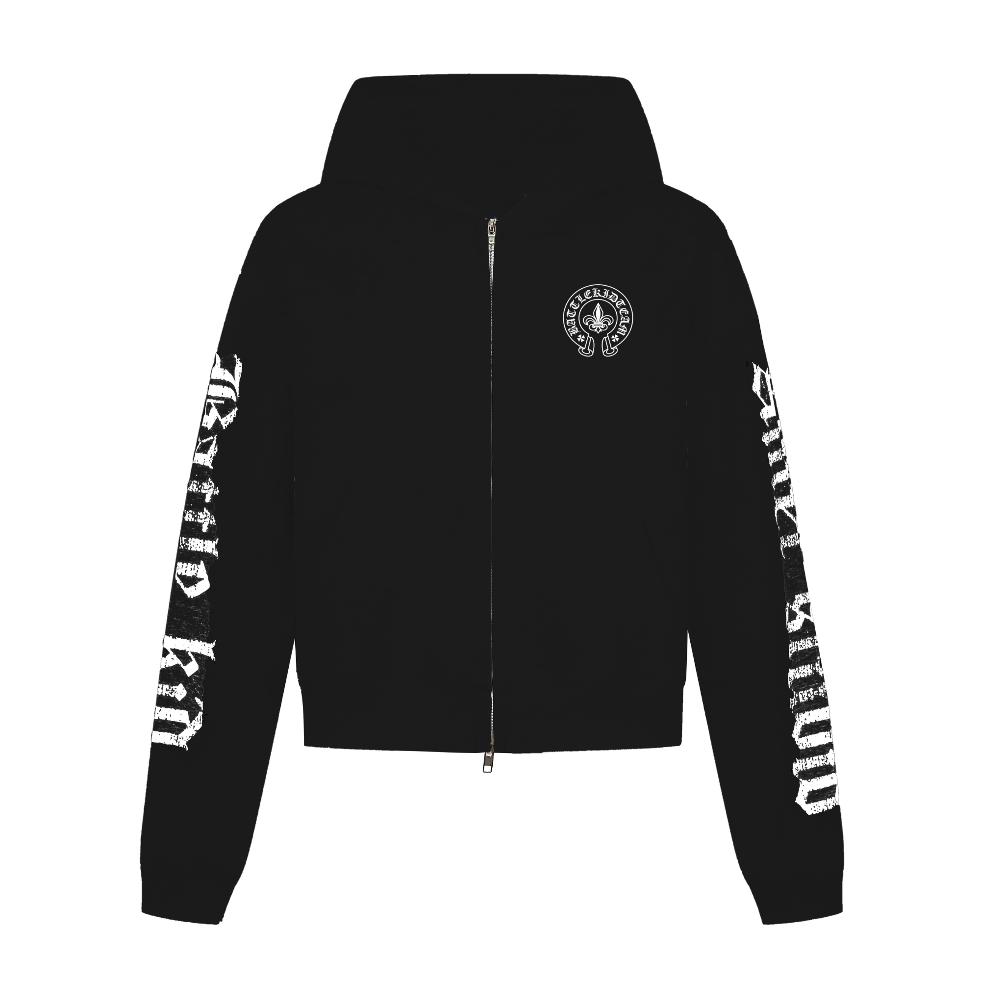 Gothic Letter Zip-Up Hoodie | Streetwear Crest Graphic