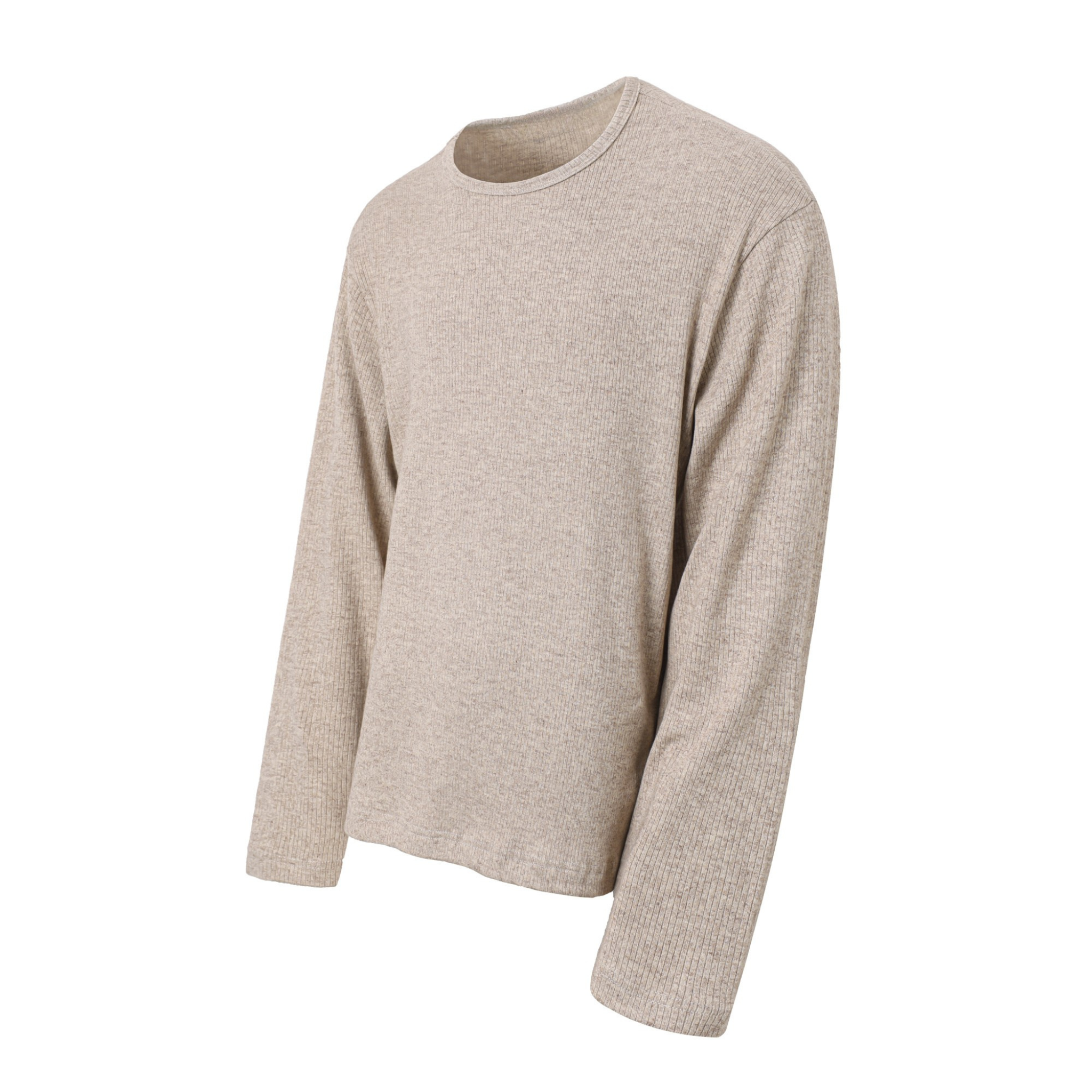 Omirad Ribbed Texture Long-Sleeve Tee | Relaxed Crew Neck