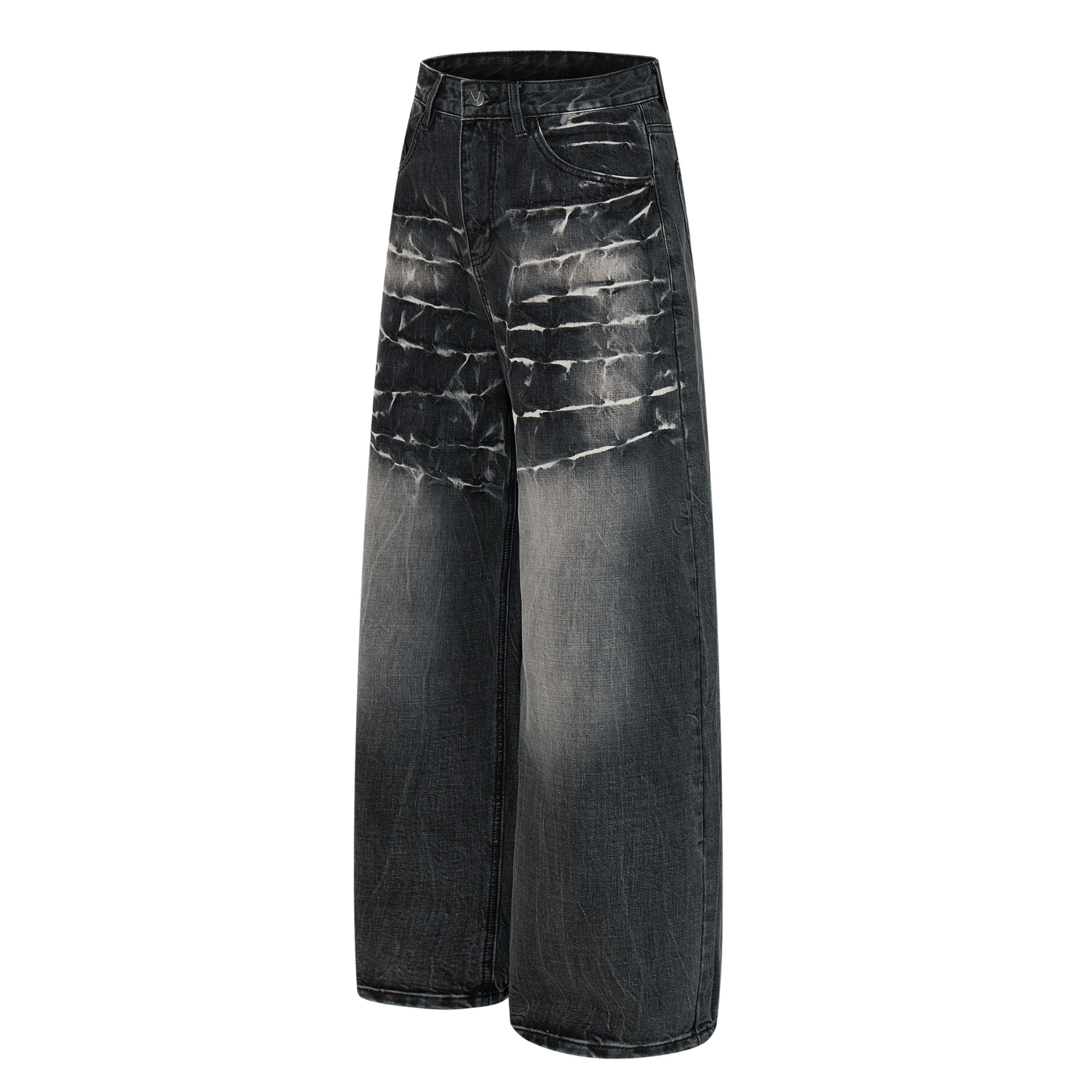 Omirad Cracked-Wash Wide-Leg Jeans | 100% Cotton Streetwear