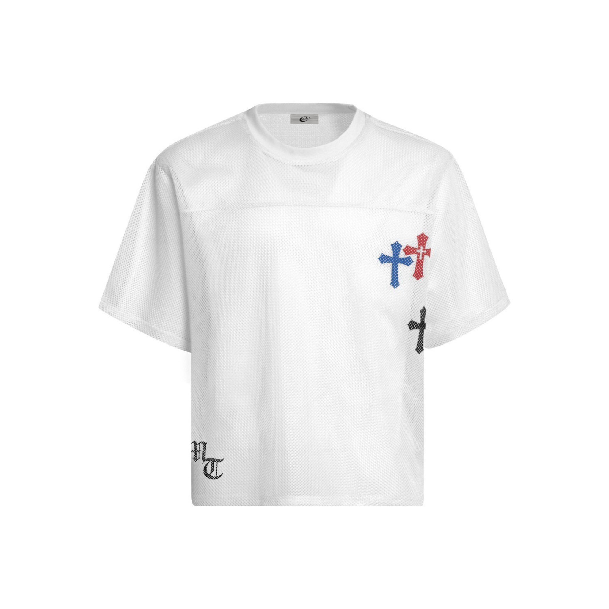 Omirad Multi-Cross Mesh Jersey Tee | Boxy Athletic Graphic Shirt