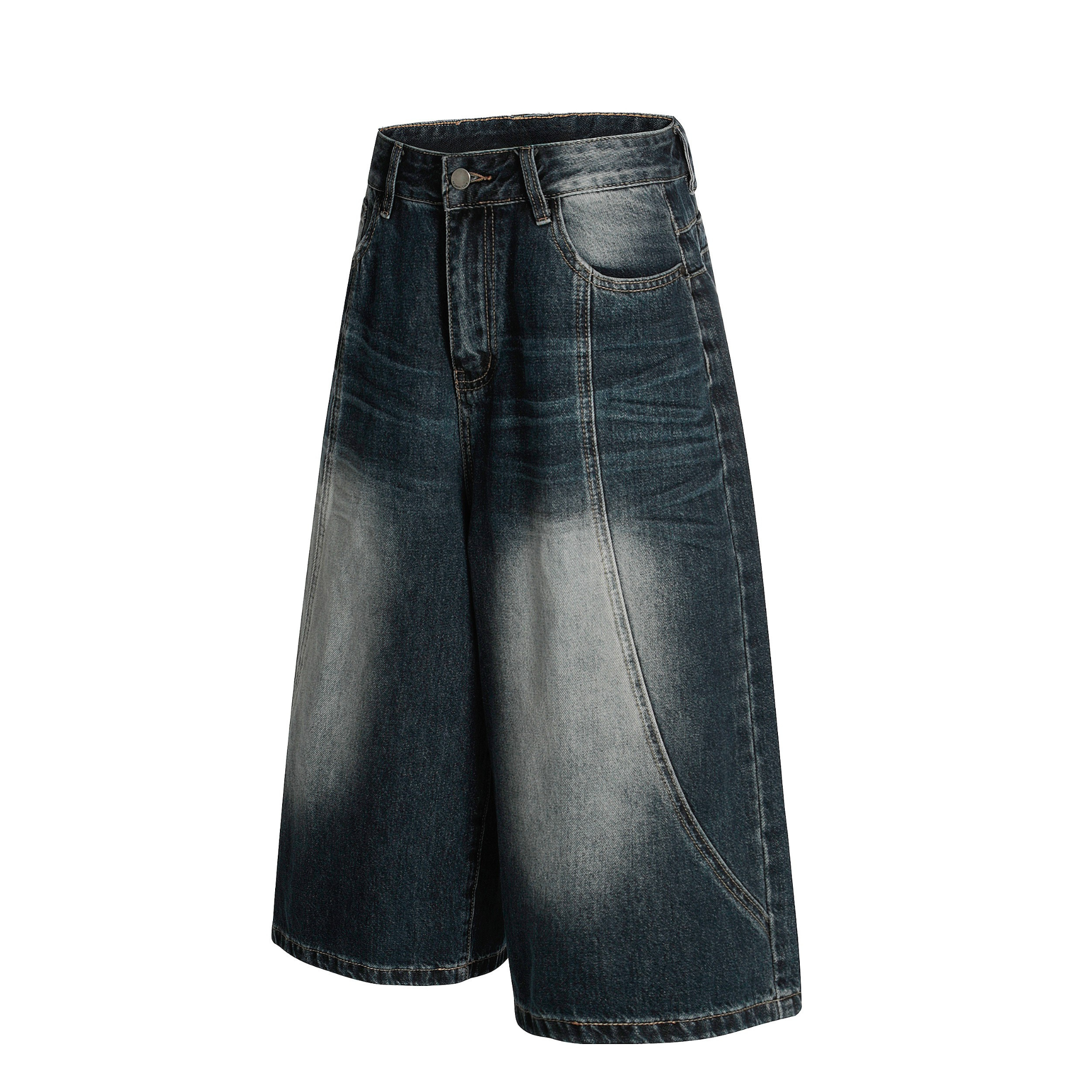 Fear Barwells Wide-Leg Washed Denim Shorts | Vintage Fade
