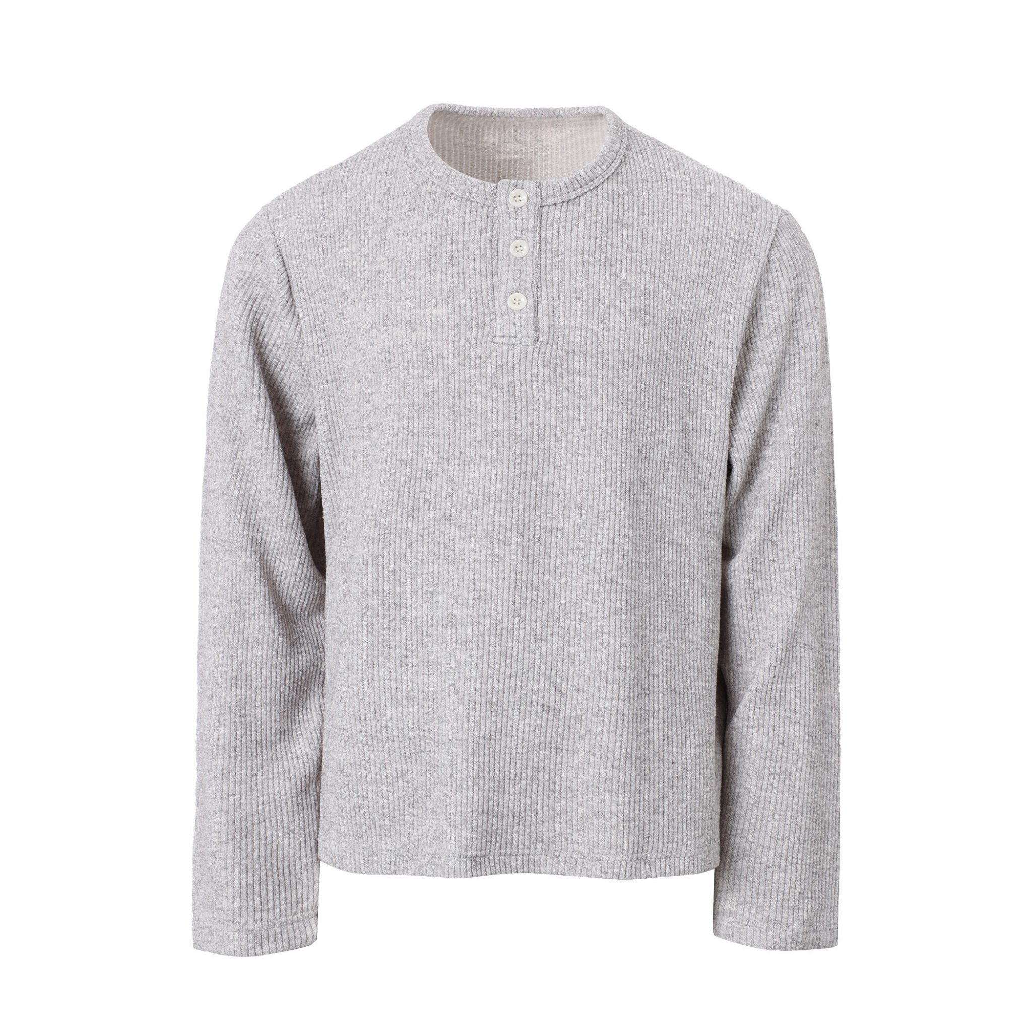 Ribbed Henley Long-Sleeve Tee | Relaxed Everyday Knit Top