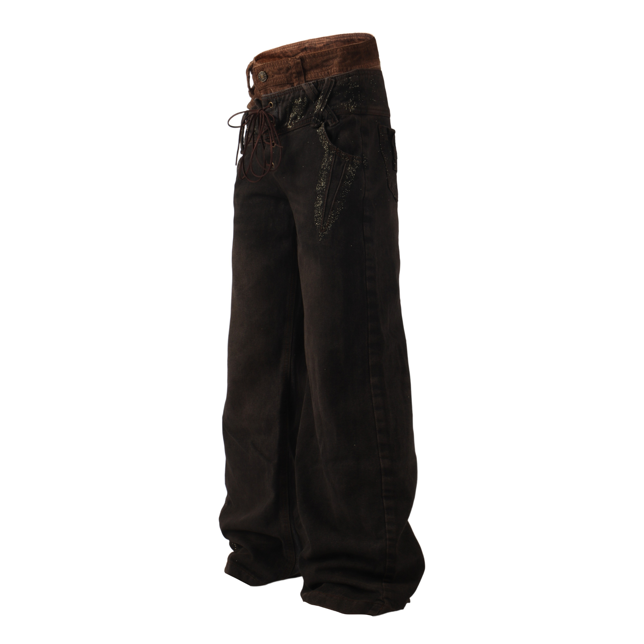 Omirad Dual-Waist Lace-Up Wide-Leg Jeans | Y2K Streetwear