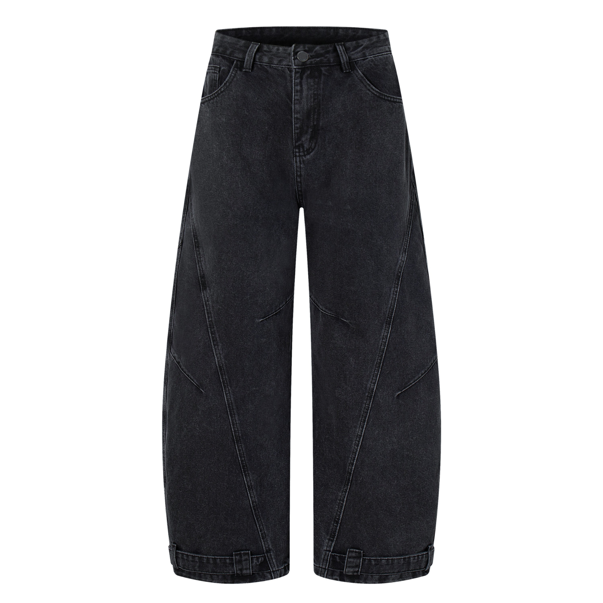 Omirad Paneled Wide-Leg Cargo Denim | Washed Charcoal