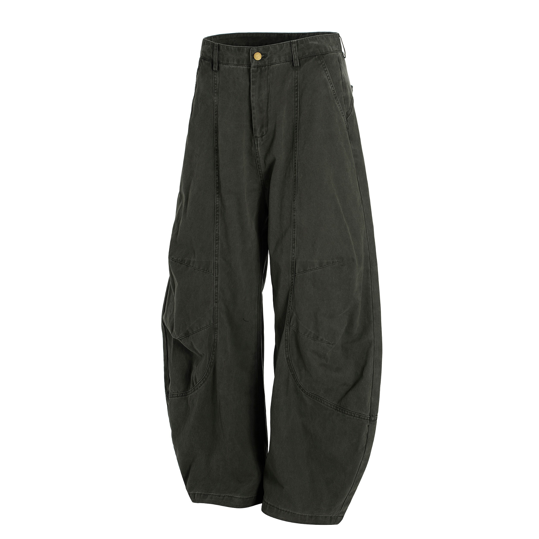 Sculpted Barrel-Leg Cargo Pants | Wide Silhouette Cotton