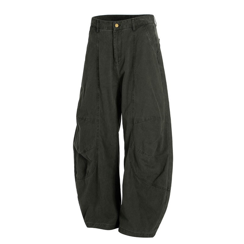 Sculpted Barrel-Leg Cargo Pants | Wide Silhouette Cotton
