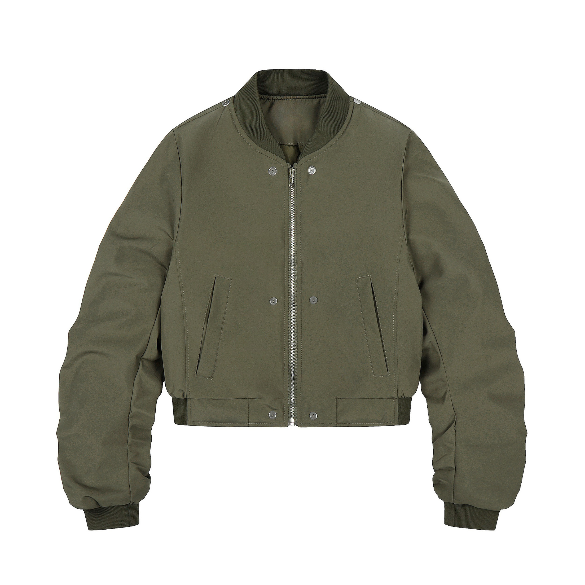 Detachable Faux Fur Scarf Bomber Jacket | Olive & Black
