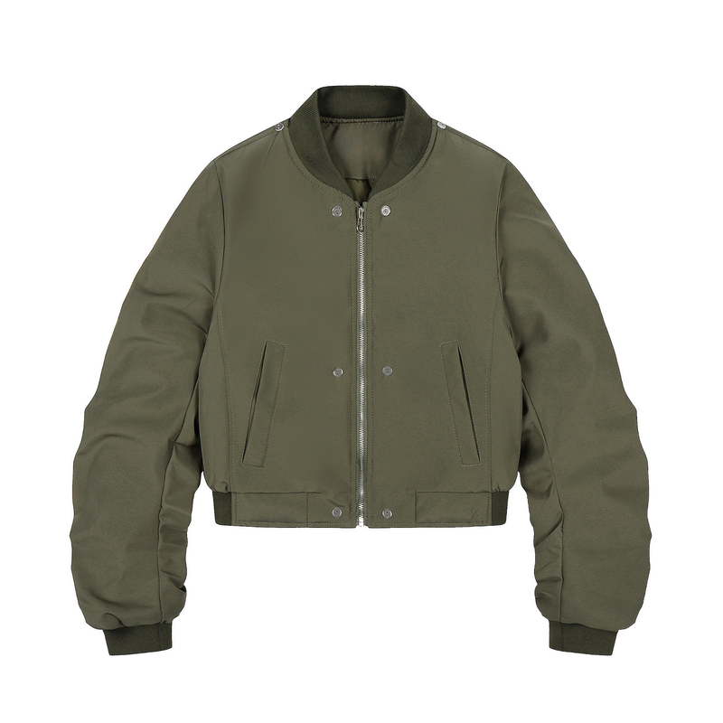 Detachable Faux Fur Scarf Bomber Jacket | Olive & Black