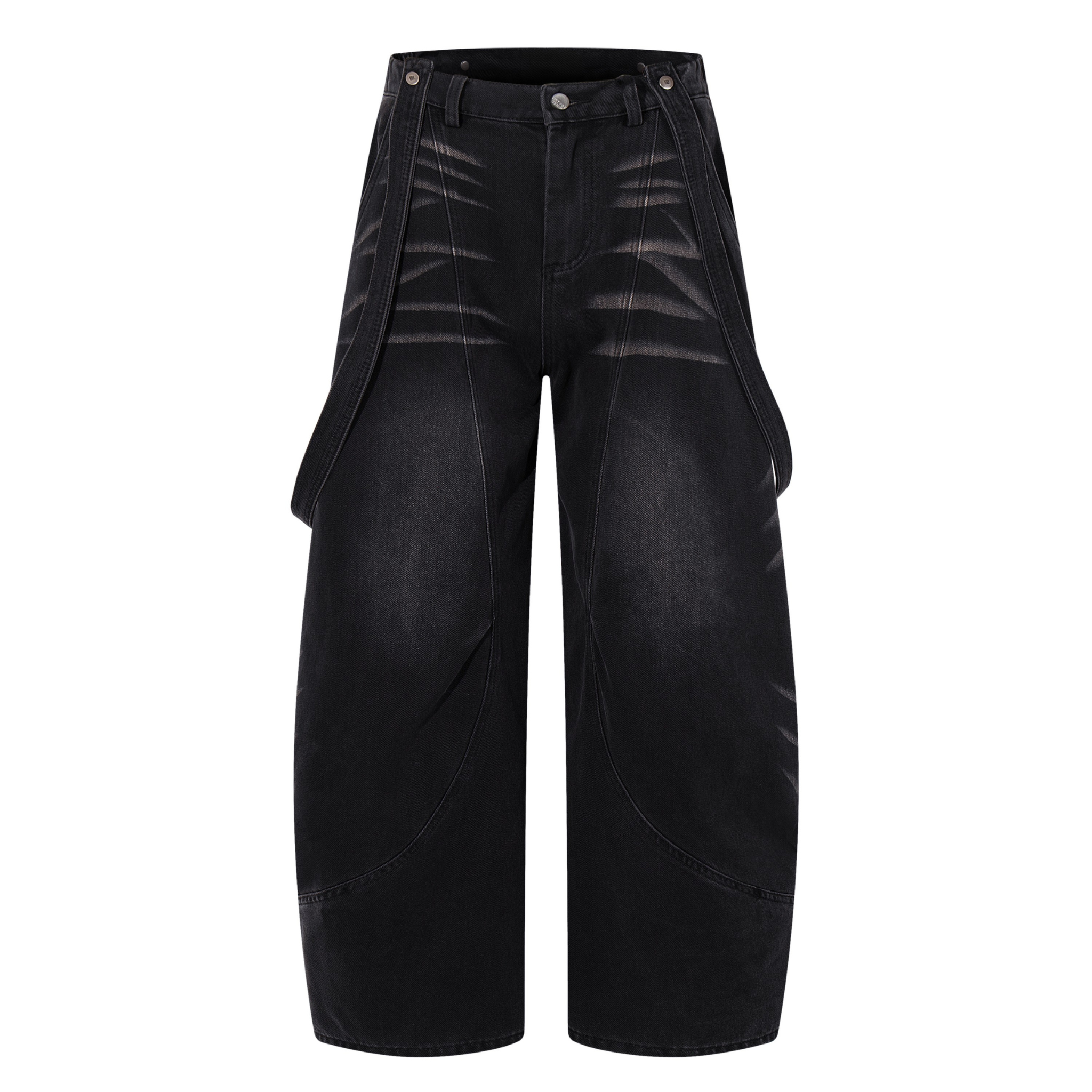 Omirad Strap-Detail Washed Wide-Leg Jeans | Dark Denim