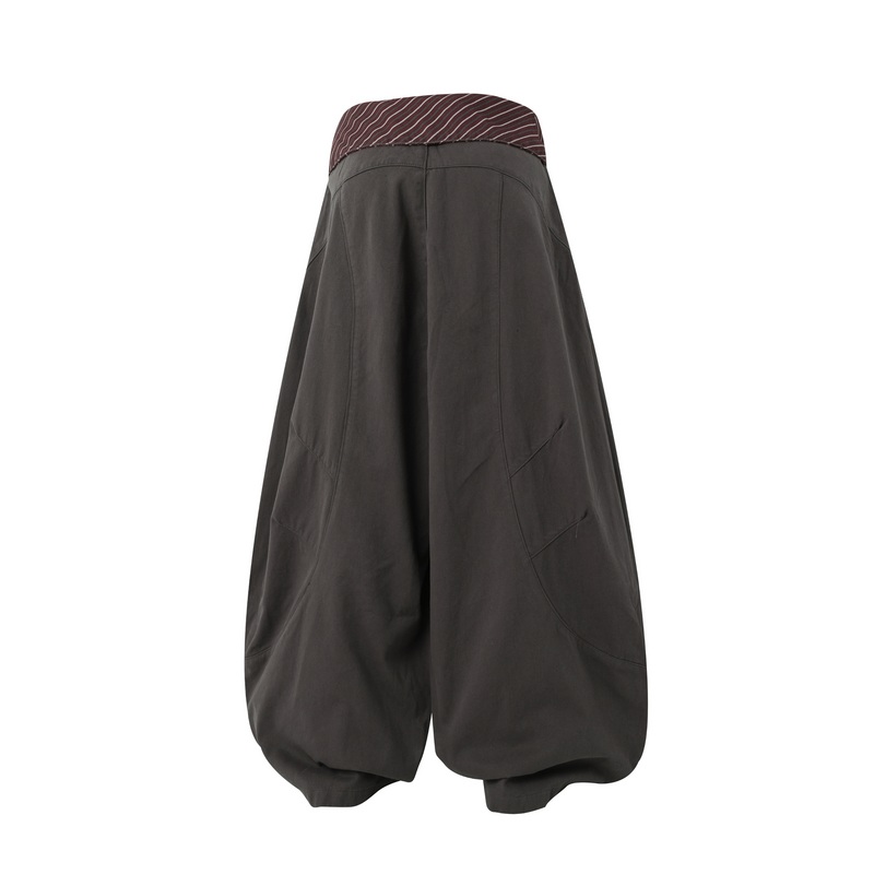 Scarf-Waist Barrel Pants | Wide-Leg Cotton Trousers