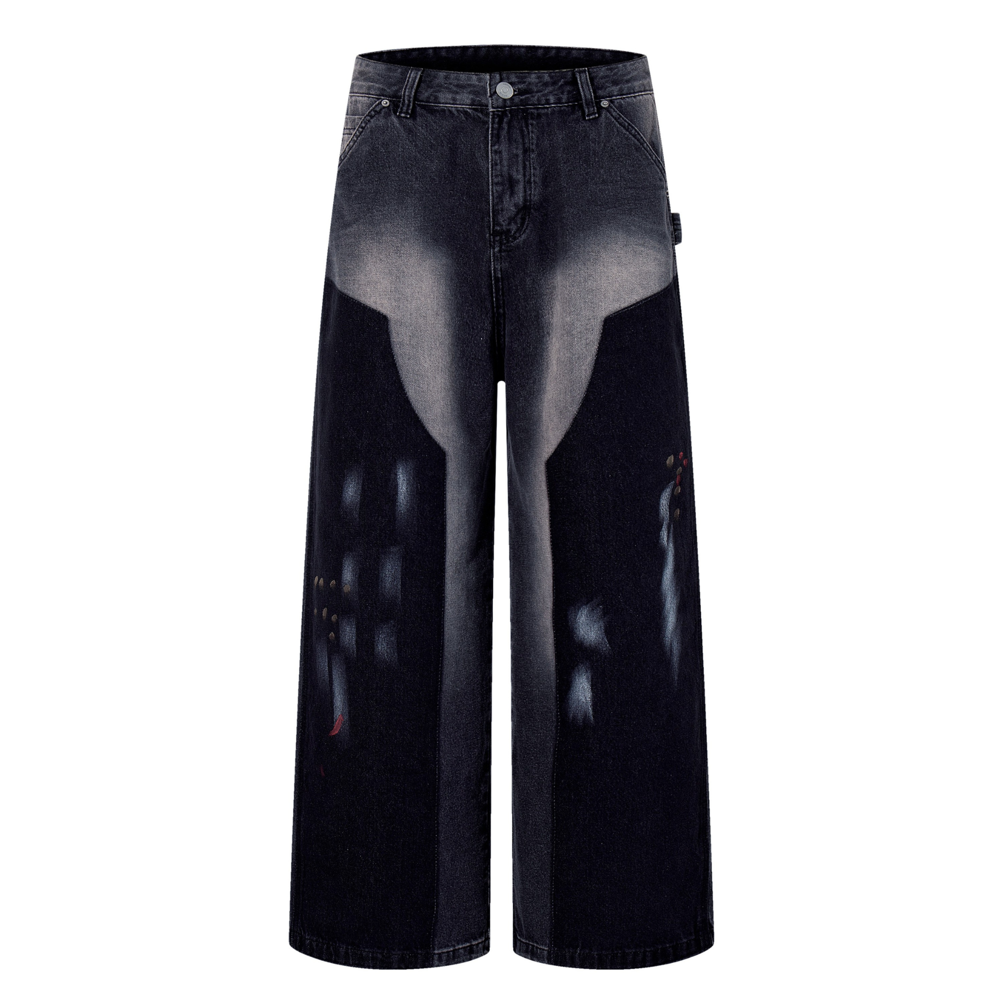 Omirad Brushstroke Fade Wide-Leg Jeans | Dark Wash Denim