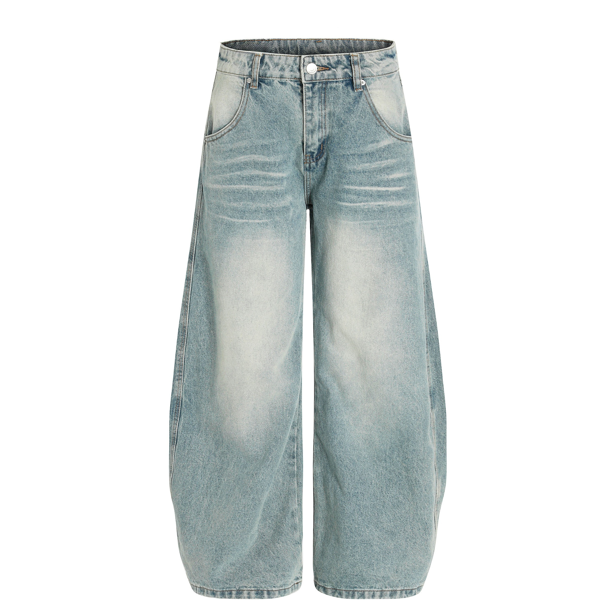 Omirad Light-Wash Barrel-Leg Jeans | Oversized Vintage Denim