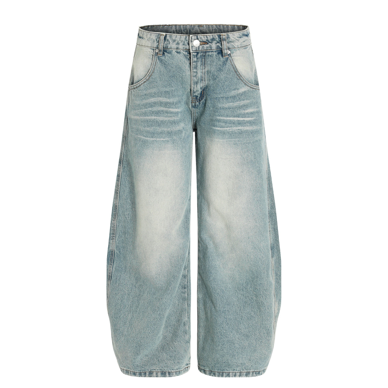Omirad Light-Wash Barrel-Leg Jeans | Oversized Vintage Denim