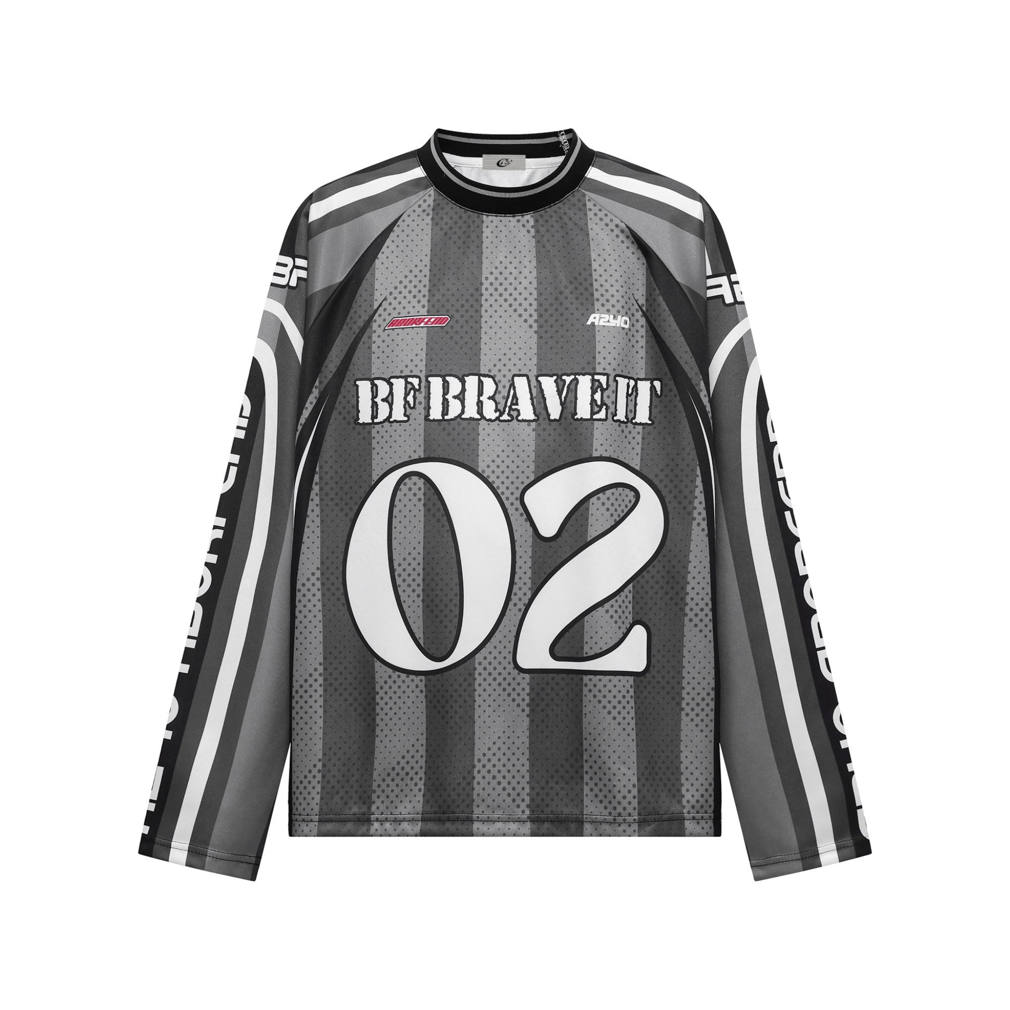 BF Brave It 02 Retro Stripe Graphic Jersey Long Sleeve Top