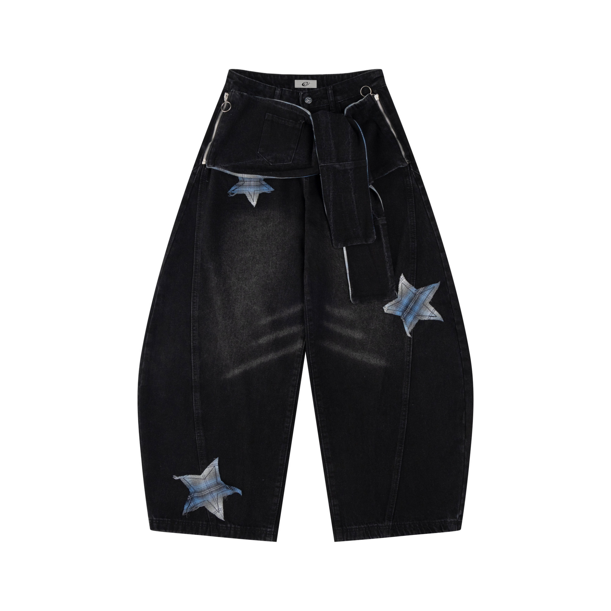 Star Patch Wide-Leg Jeans | Oversized Streetwear Denim
