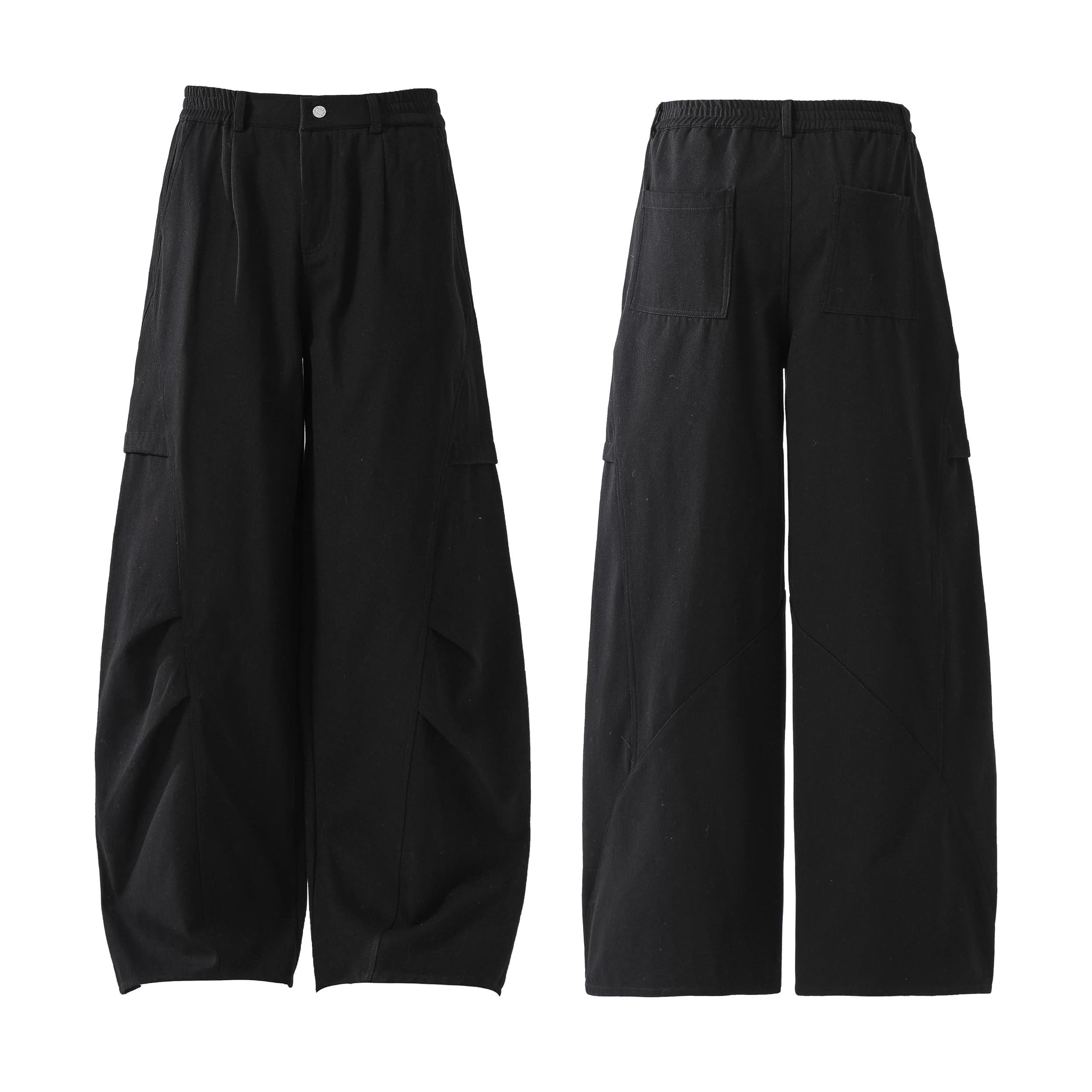 Minimal Panel Wide-Leg Cotton Pants | Structured Street Fit