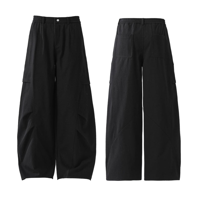 Minimal Panel Wide-Leg Cotton Pants | Structured Street Fit