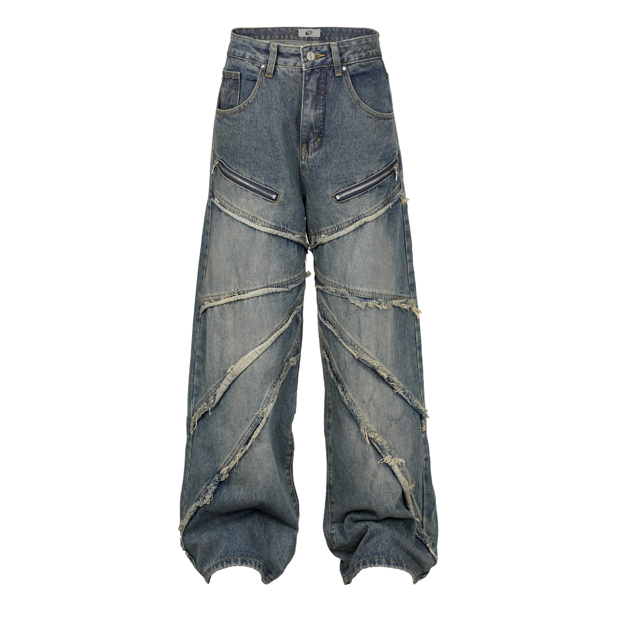 Spiral-Tear Grunge Wide-Leg Denim Jeans | Distressed Streetwear