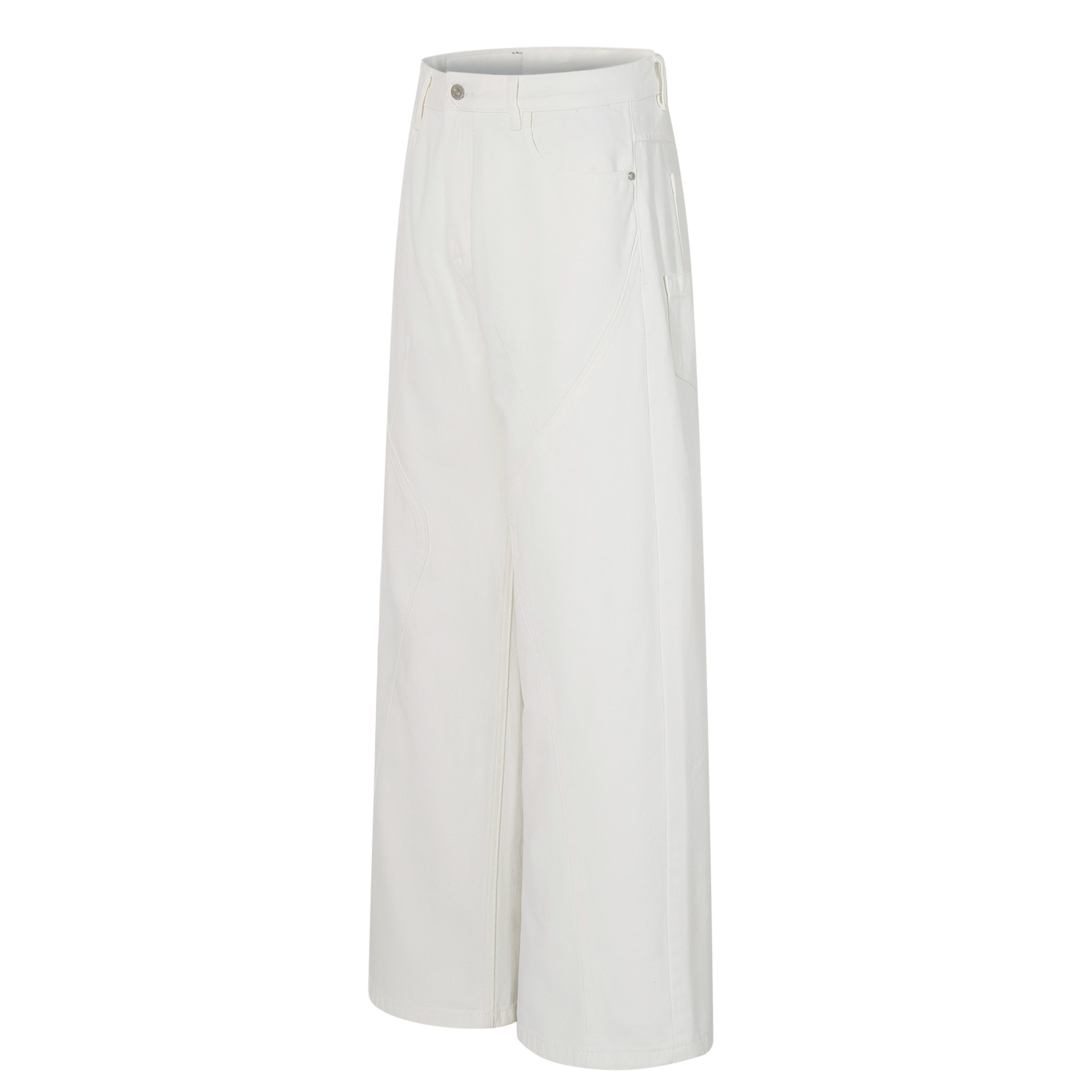 Omirad Clean-Edge White Wide-Leg Jeans | Curved Panel Denim