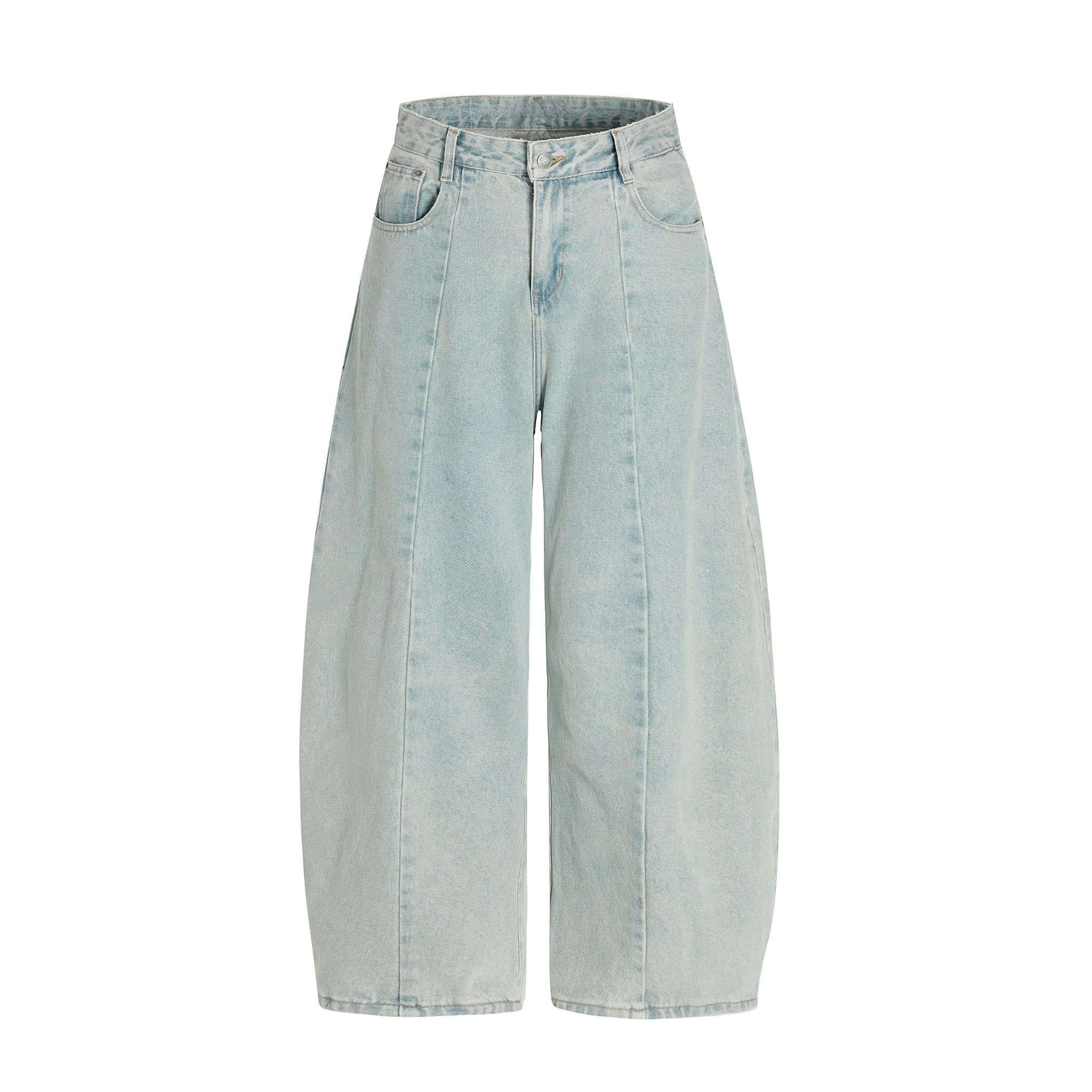 Omirad Light Wash Barrel Leg Jeans | High-Rise Wide Leg Denim