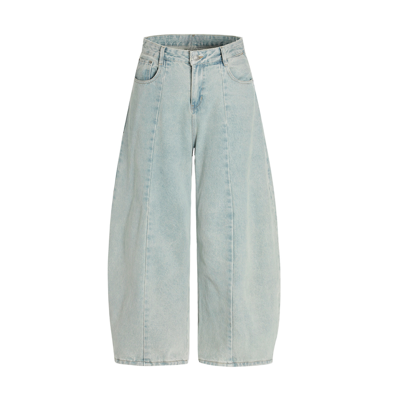 Omirad Light Wash Barrel Leg Jeans | High-Rise Wide Leg Denim