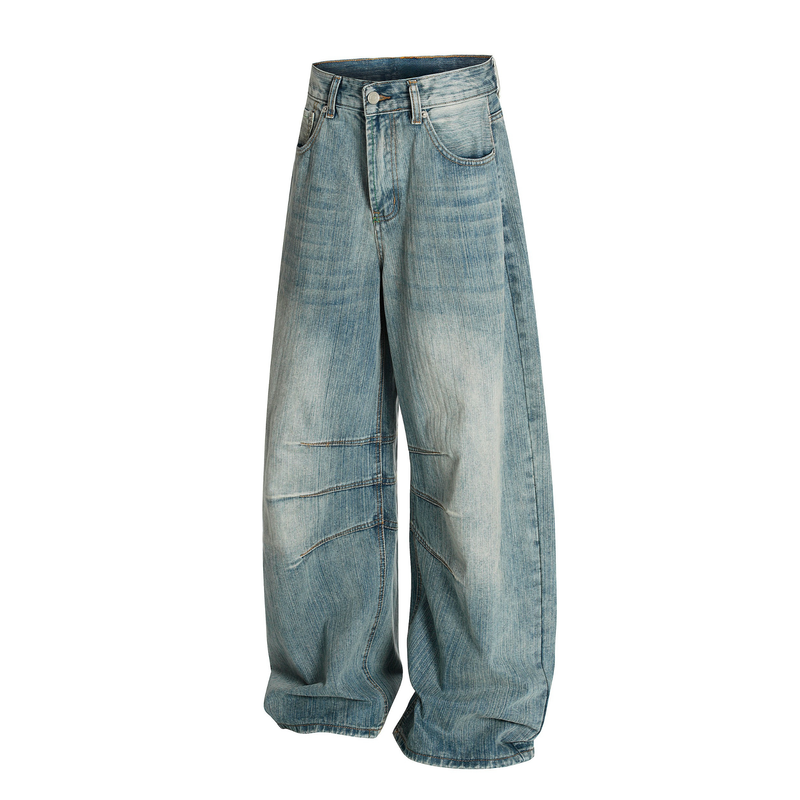 Omirad Draped Crease Wide-Leg Jeans | Oversized Denim