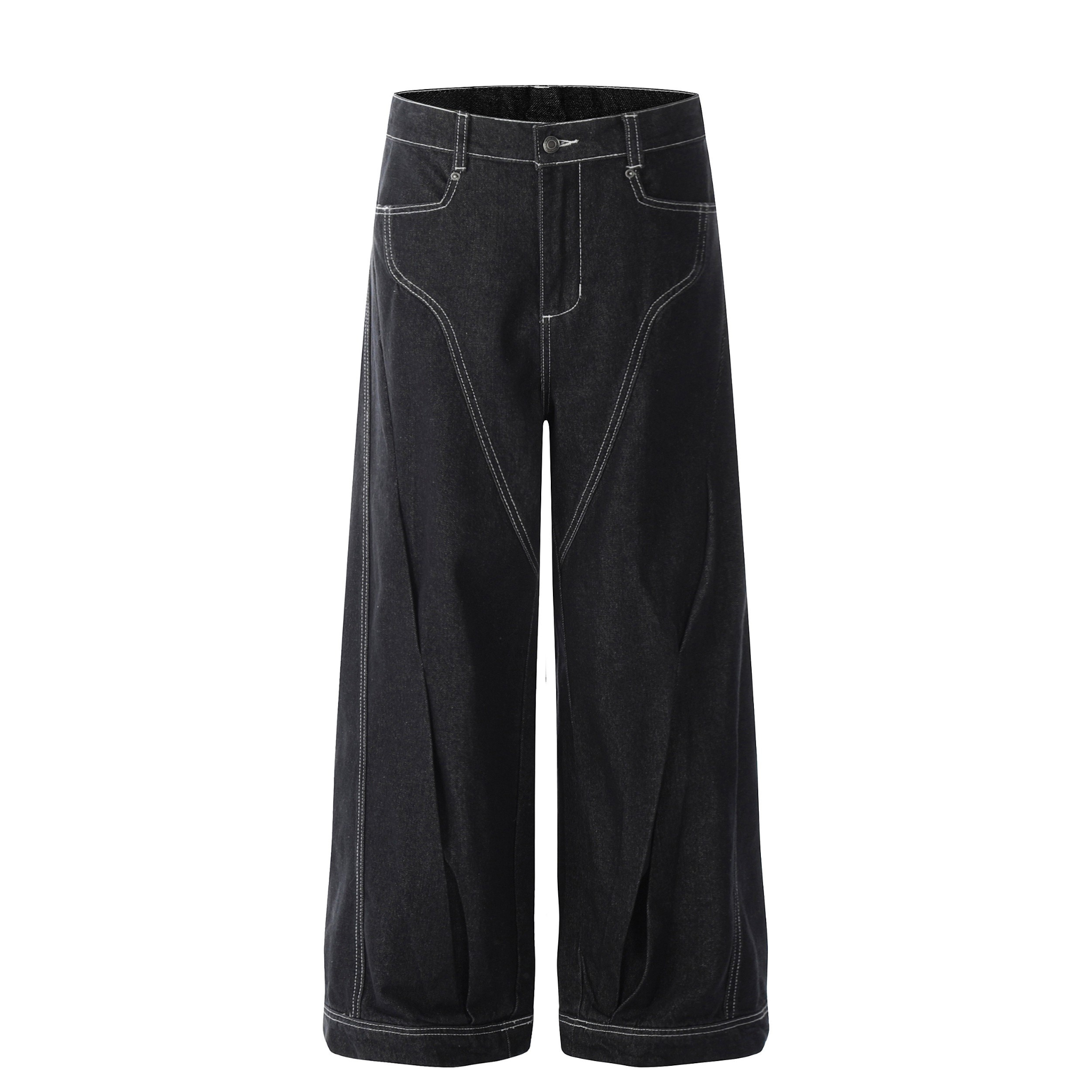 Omirad Contrast-Stitch Wide-Leg Jeans | Bold Denim Silhouette